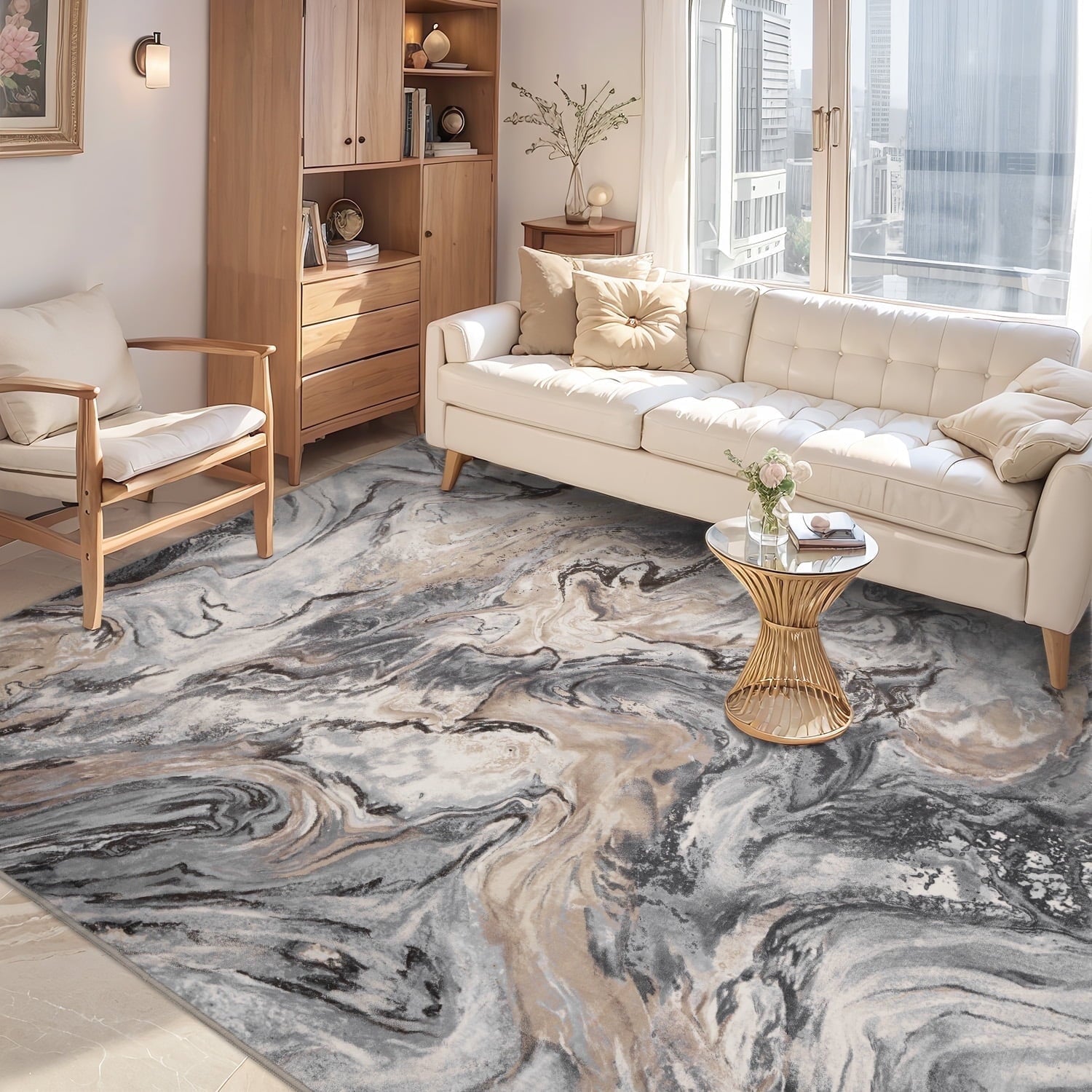 Marble Swirl Abstract Rug