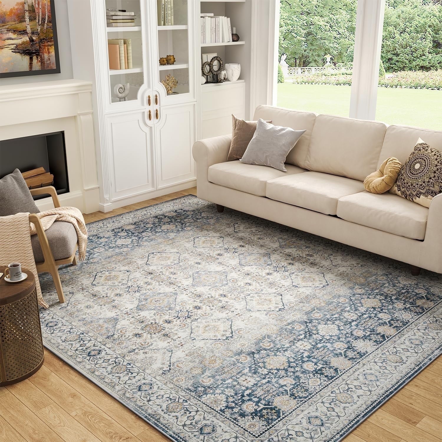 Ombre Vintage Floral Living Room Rug