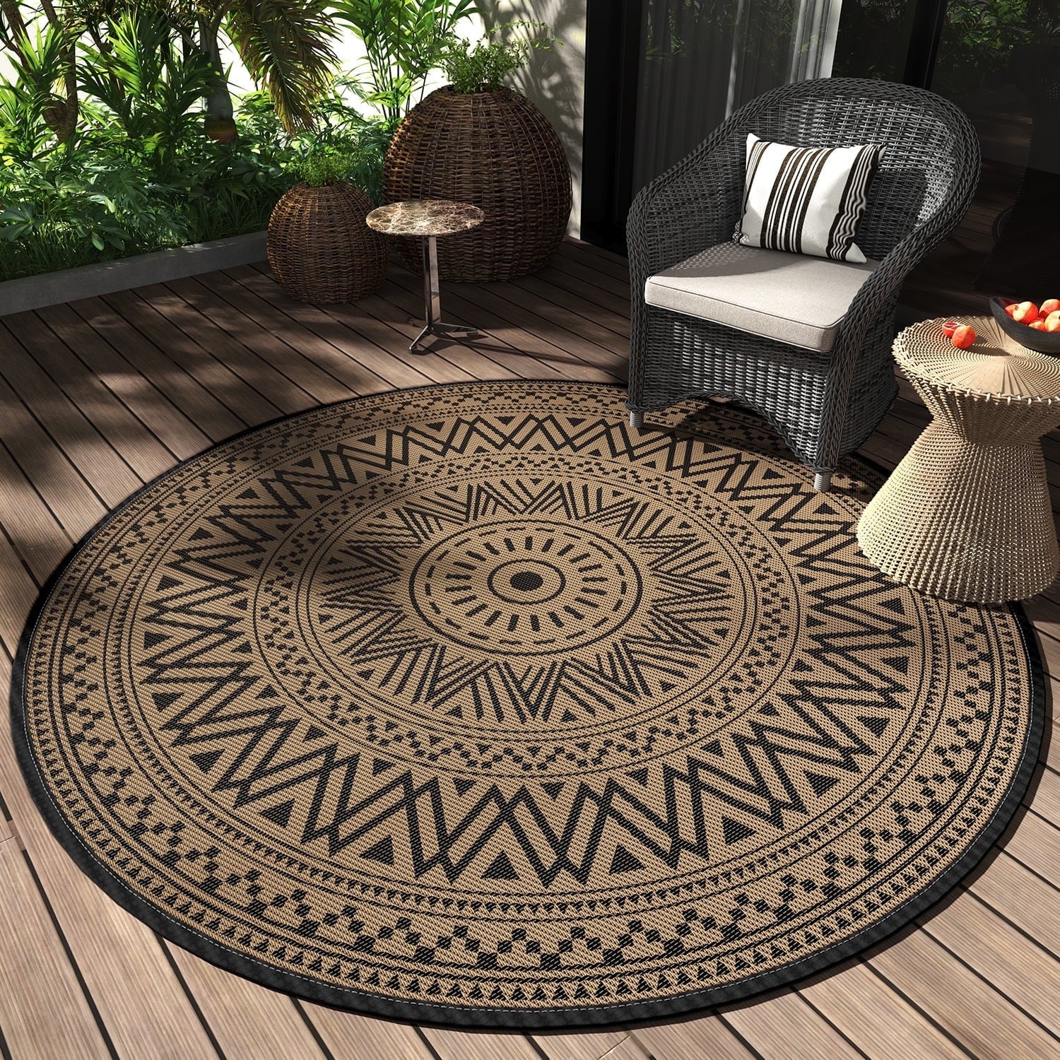 SIXHOME Boho Round Outdoor Rugs