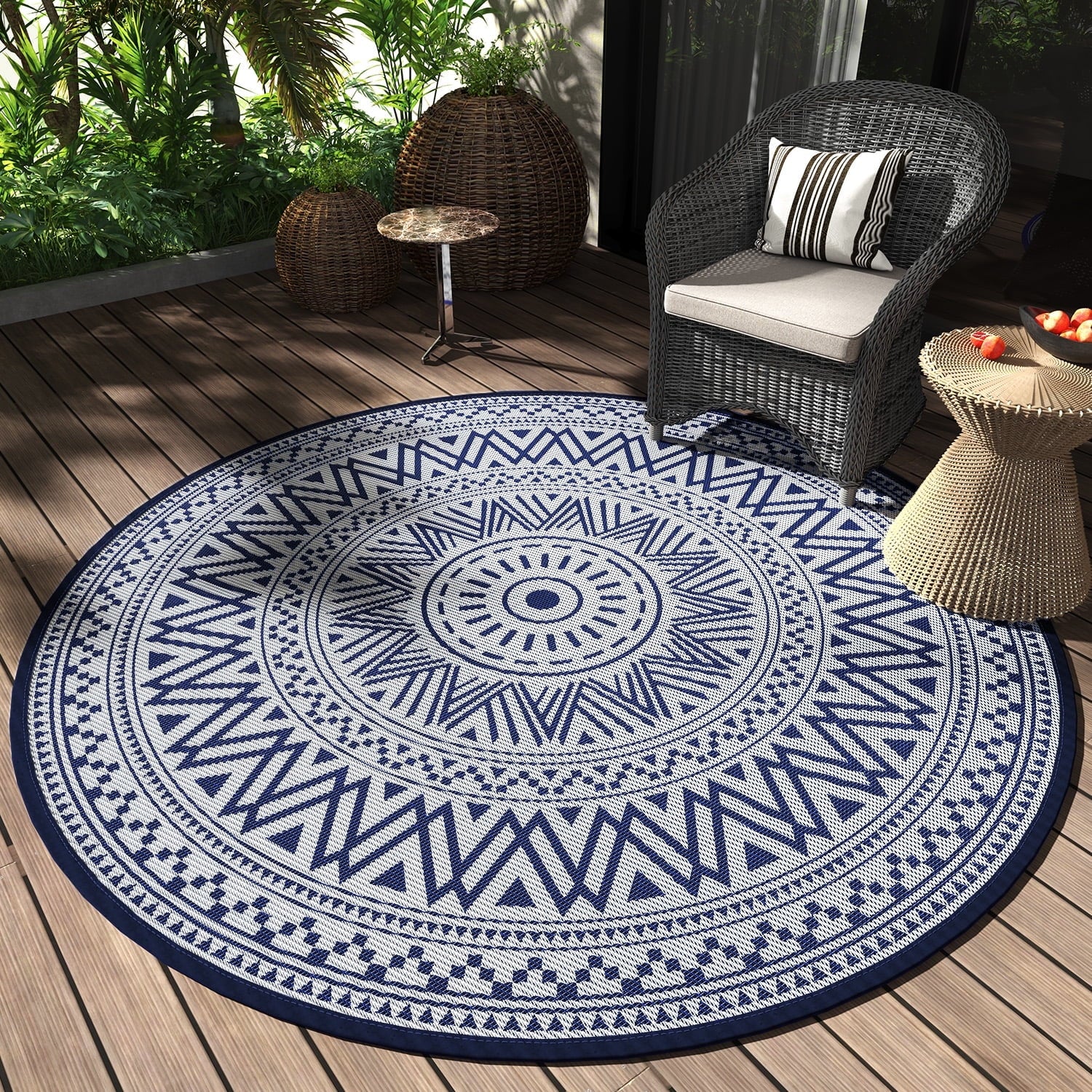 SIXHOME Boho Round Outdoor Rugs