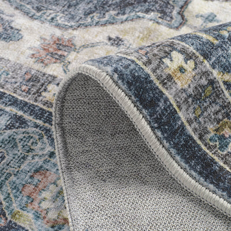 Non-slip boho area rug designed to stay flat and comfortable in high-use areas