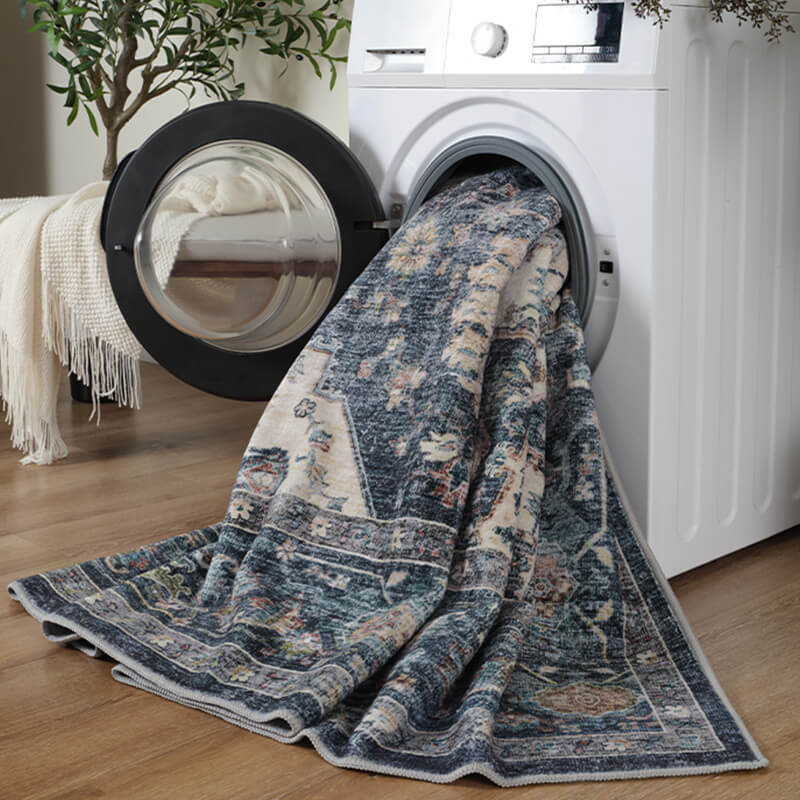 Washable boho area rug combining decorative design with functional everyday use