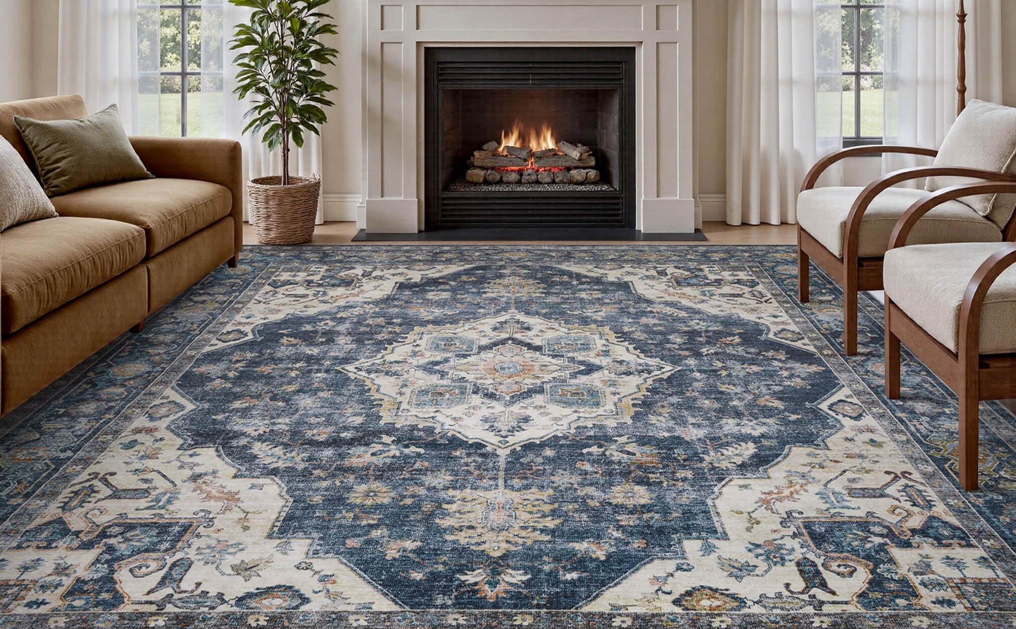 Easy-care boho area rug that brings texture and comfort to everyday home interiors