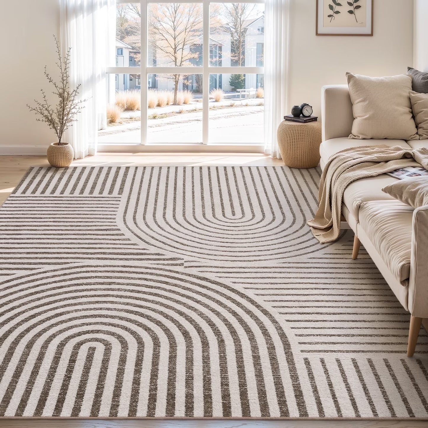 Jacquard Textured Modern Rugs Soft Geometric Rug for Bedroom