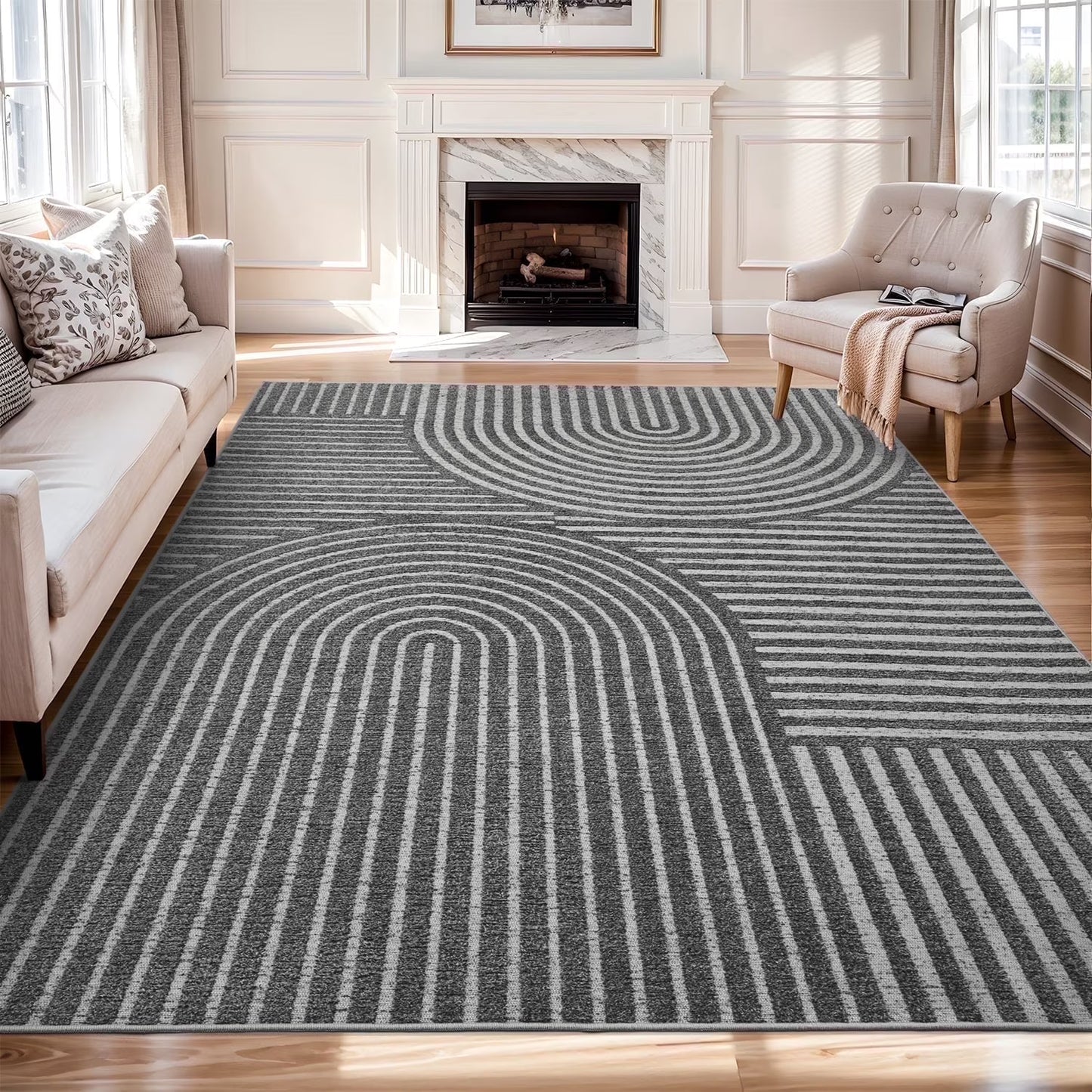 Jacquard Textured Modern Rugs Soft Geometric Rug for Bedroom