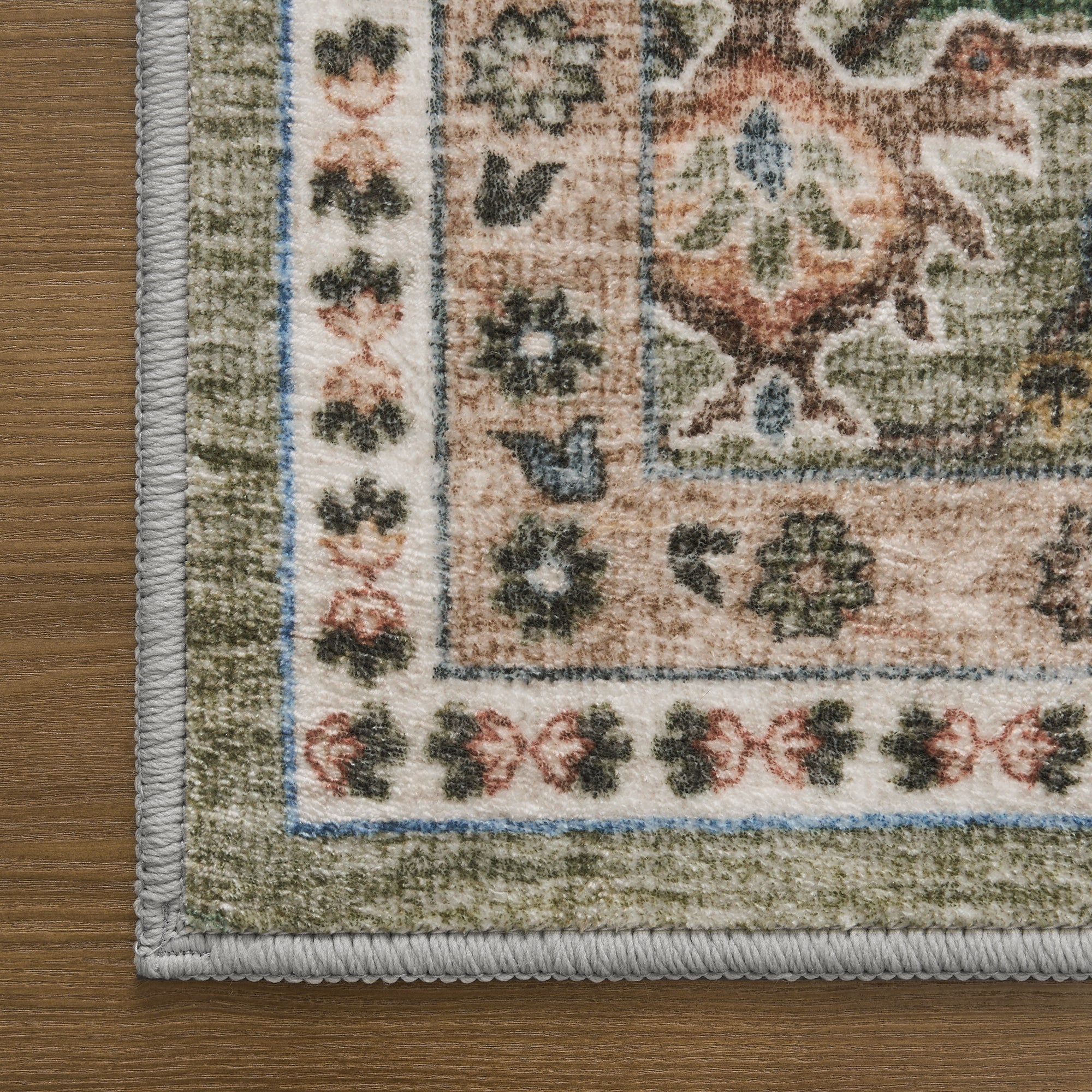 MontVoo Green Oriental Washable Area Rug