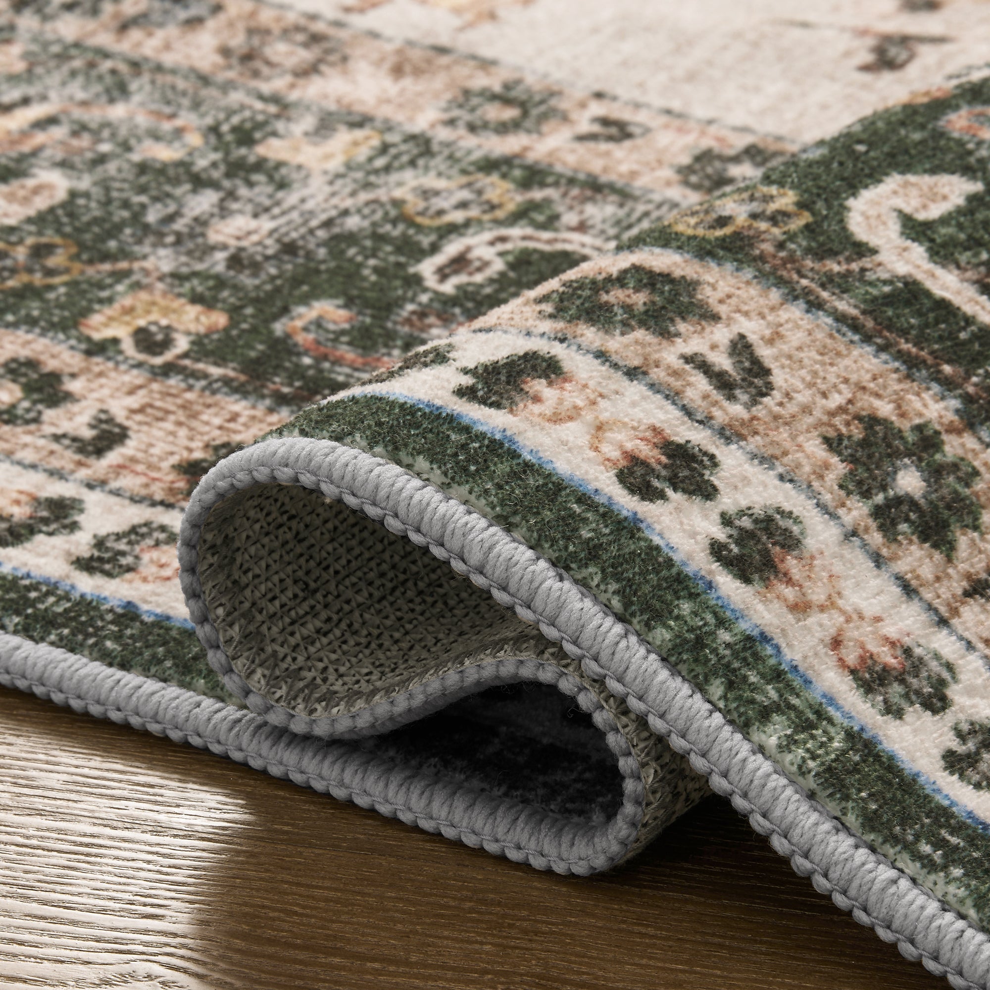 MontVoo Green Oriental Washable Area Rug