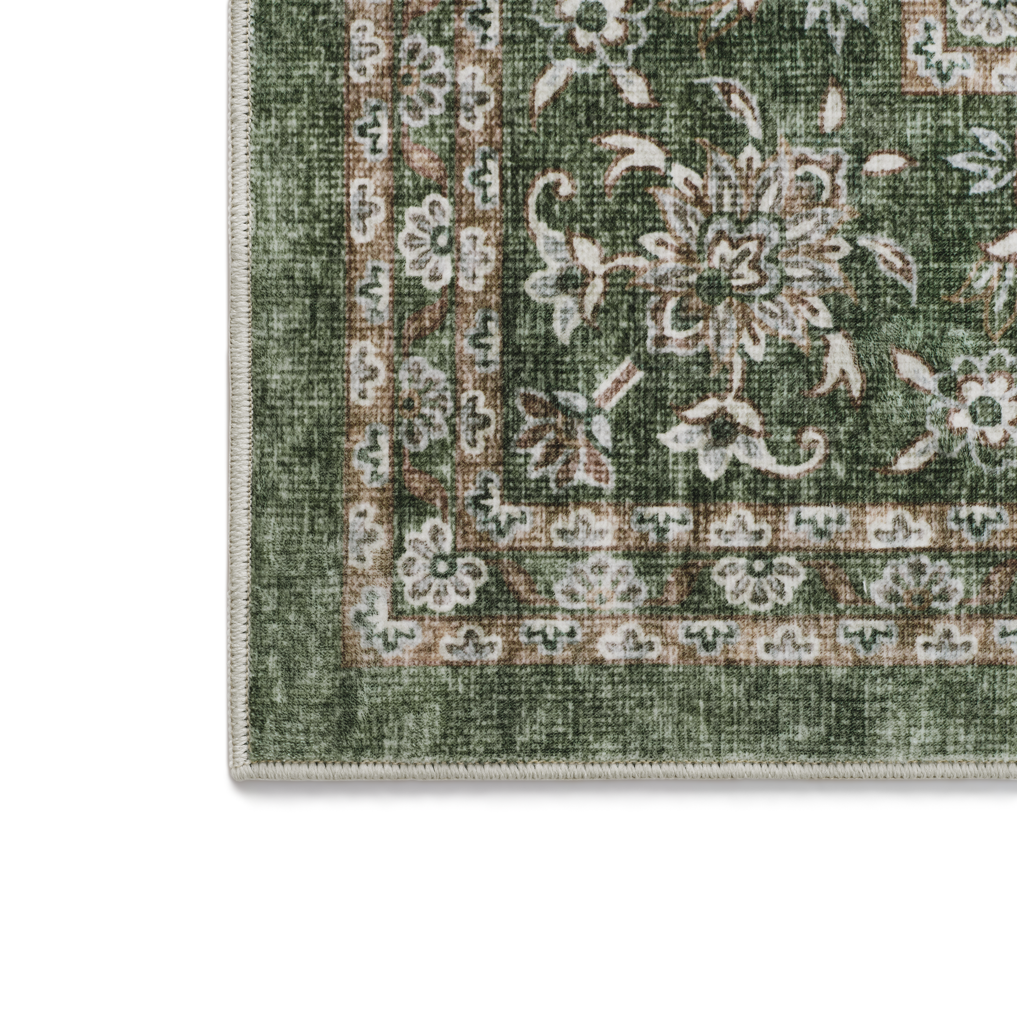Alfombra lavable con diseño floral verde bosque de MontVoo