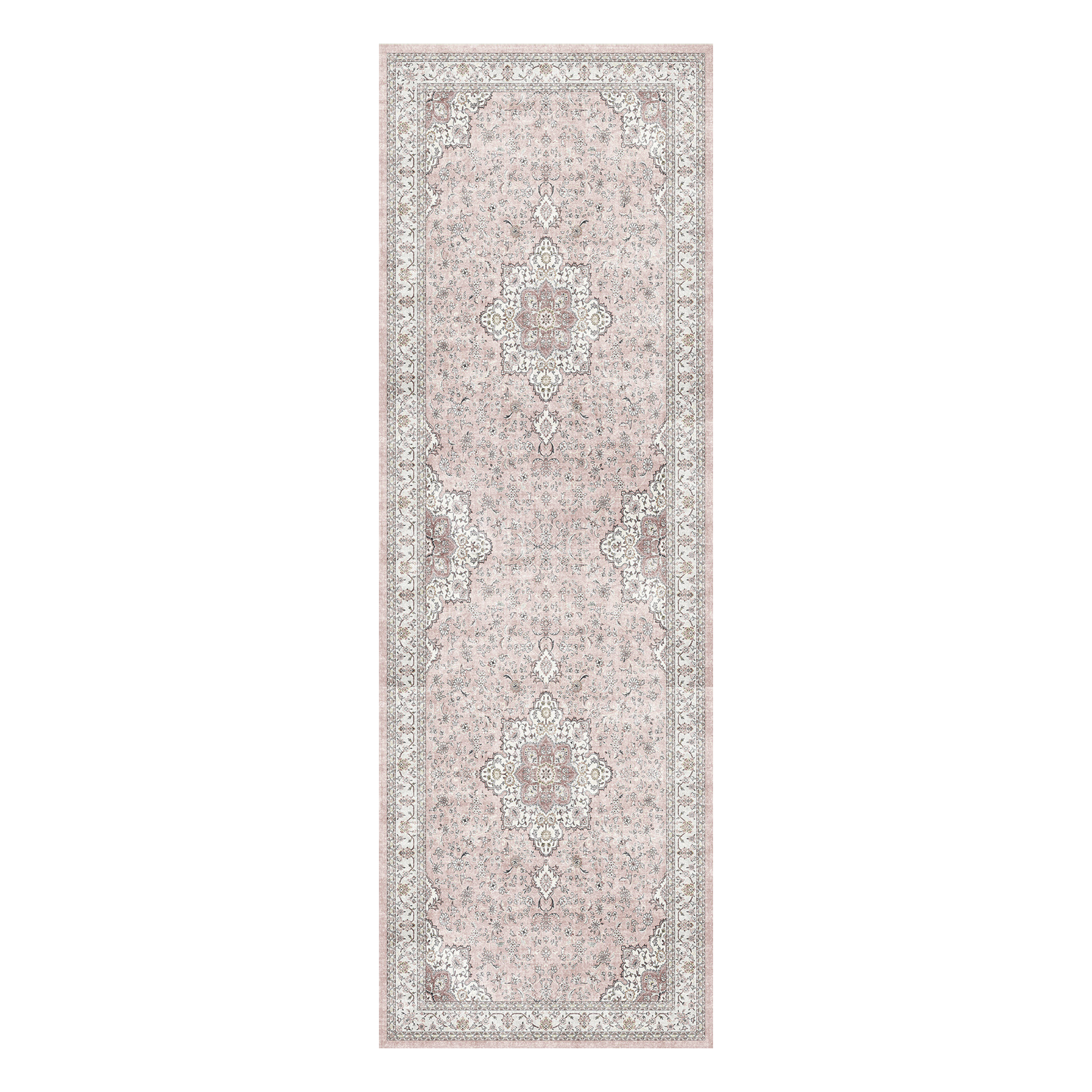 MontVoo Pink Floral Washable Area Rug