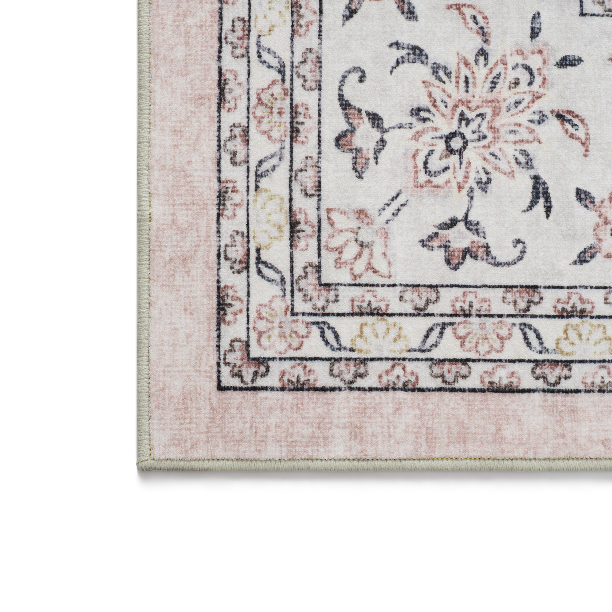 MontVoo Pink Floral Washable Area Rug