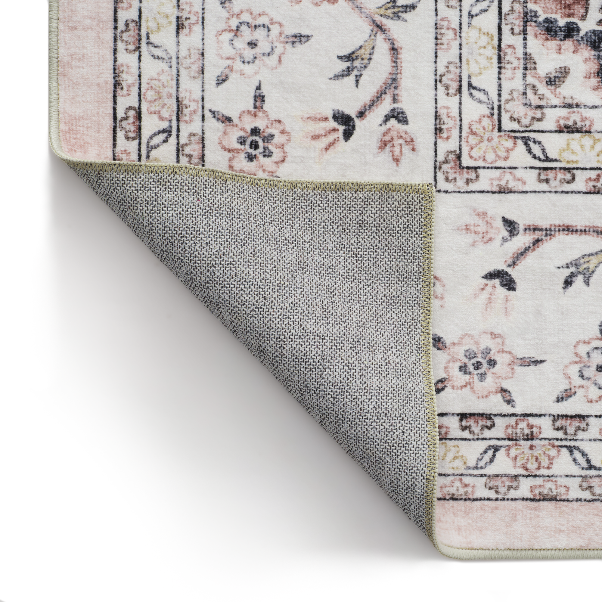MontVoo Pink Floral Washable Area Rug