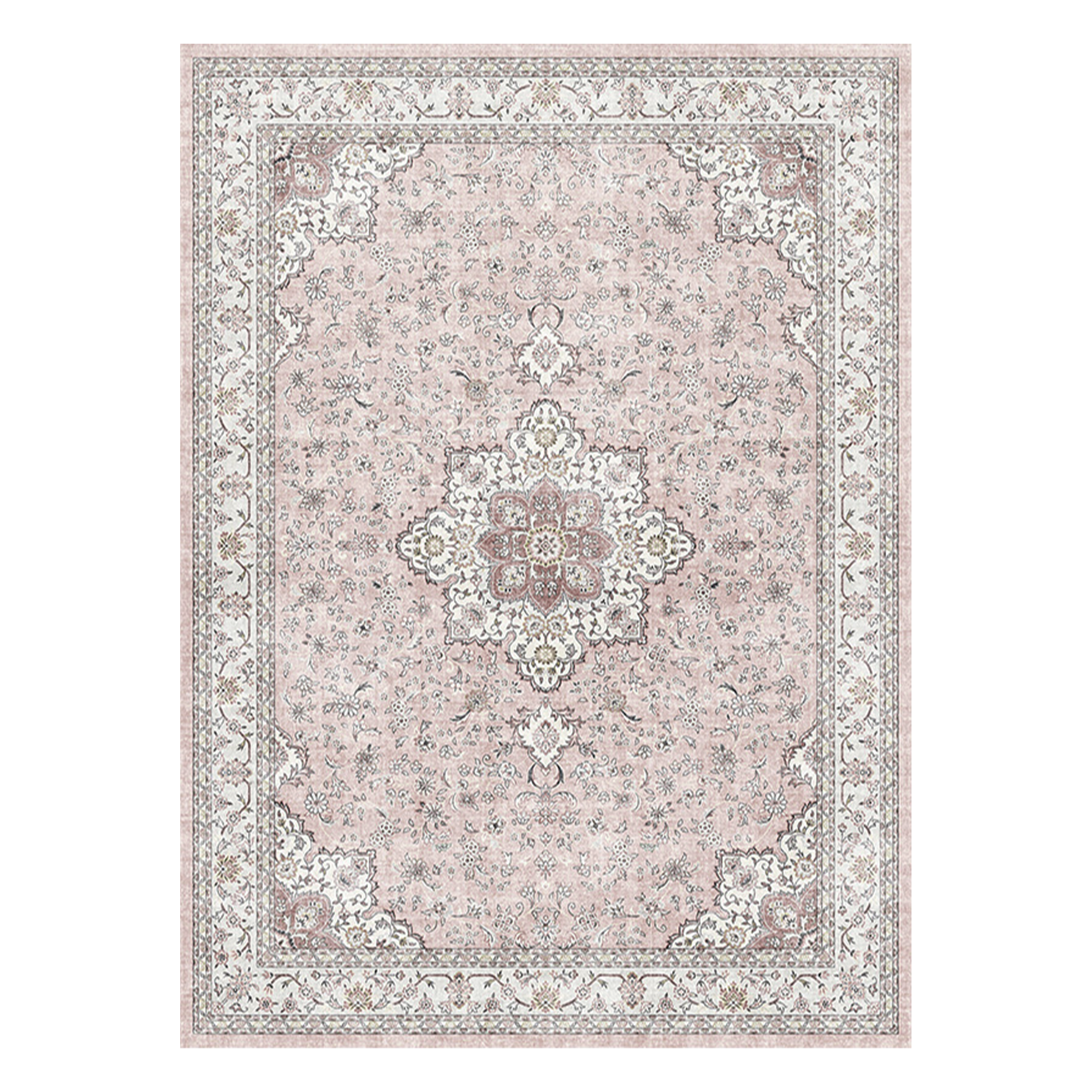 MontVoo Pink Floral Washable Area Rug