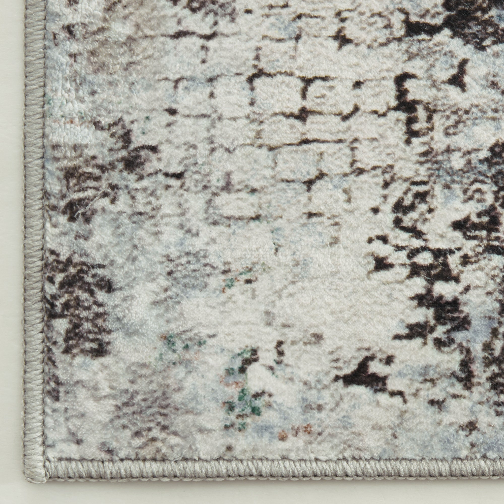 MontVoo Teal Abstract Pattern Washable Rug