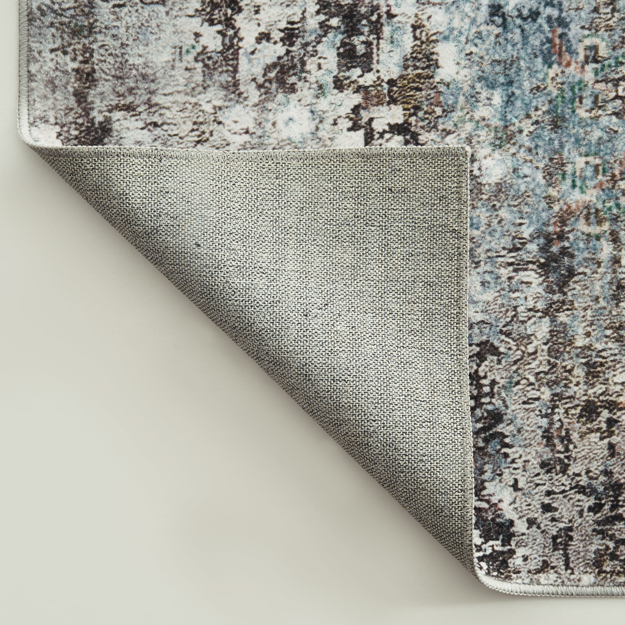 MontVoo Teal Abstract Pattern Washable Rug