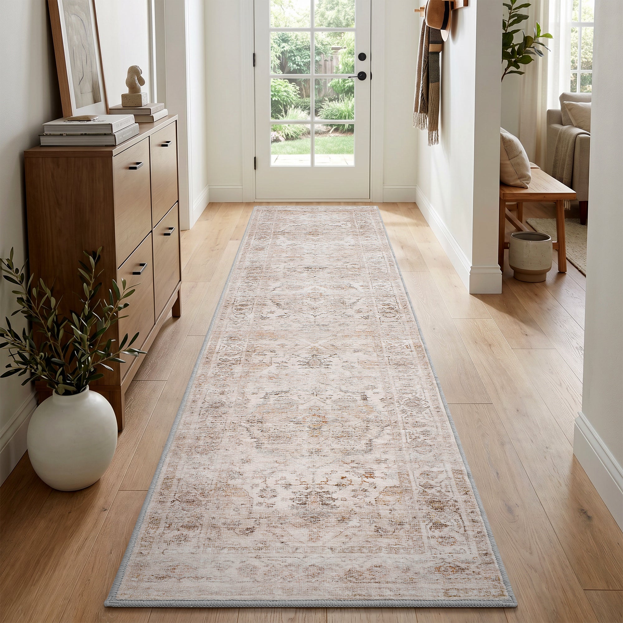 Alfombra oriental lavable a máquina MontVoo beige