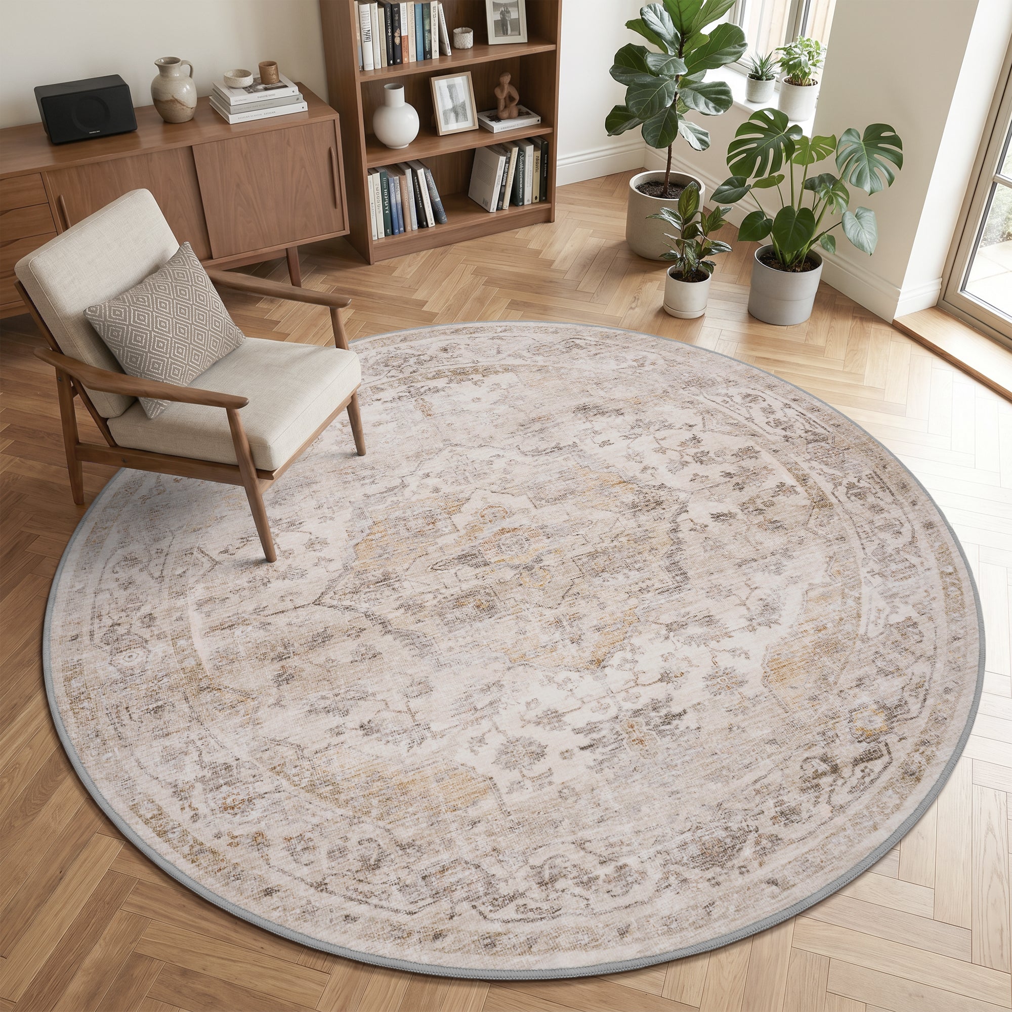 Alfombra oriental lavable a máquina MontVoo beige