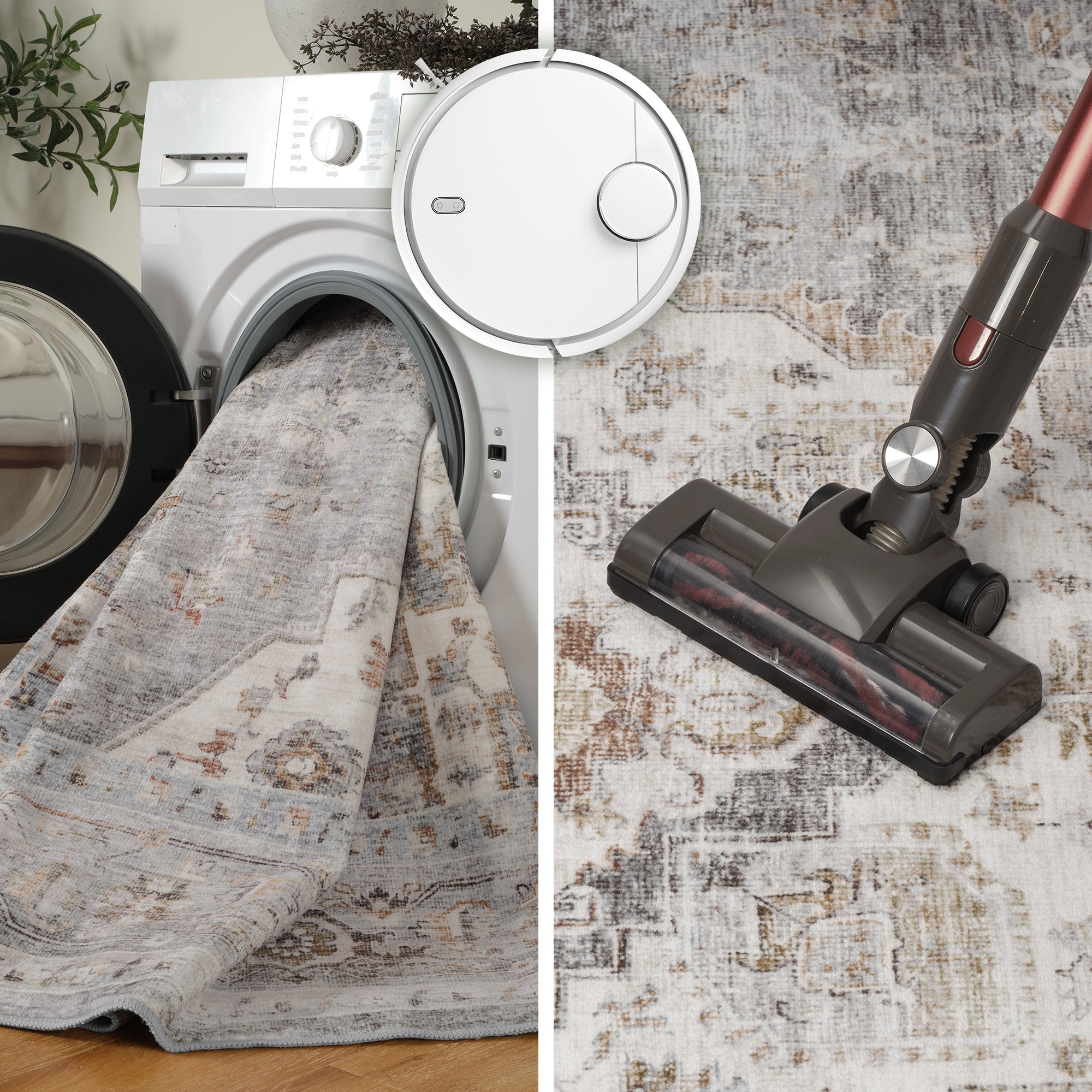 MontVoo Oriental Machine Washable Area Rug Gray
