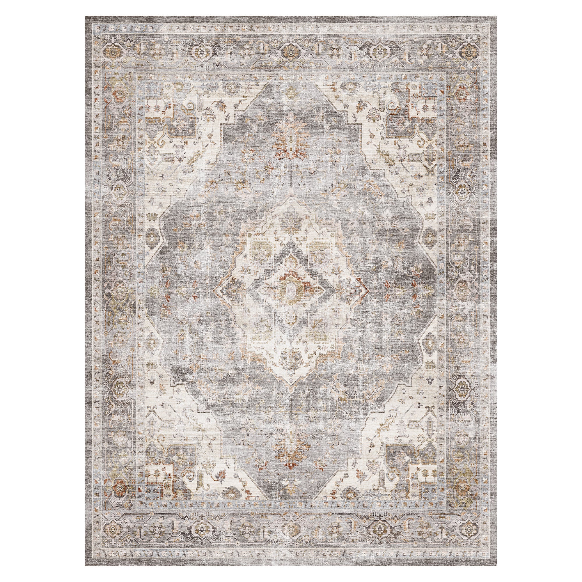 MontVoo Oriental Machine Washable Area Rug Gray