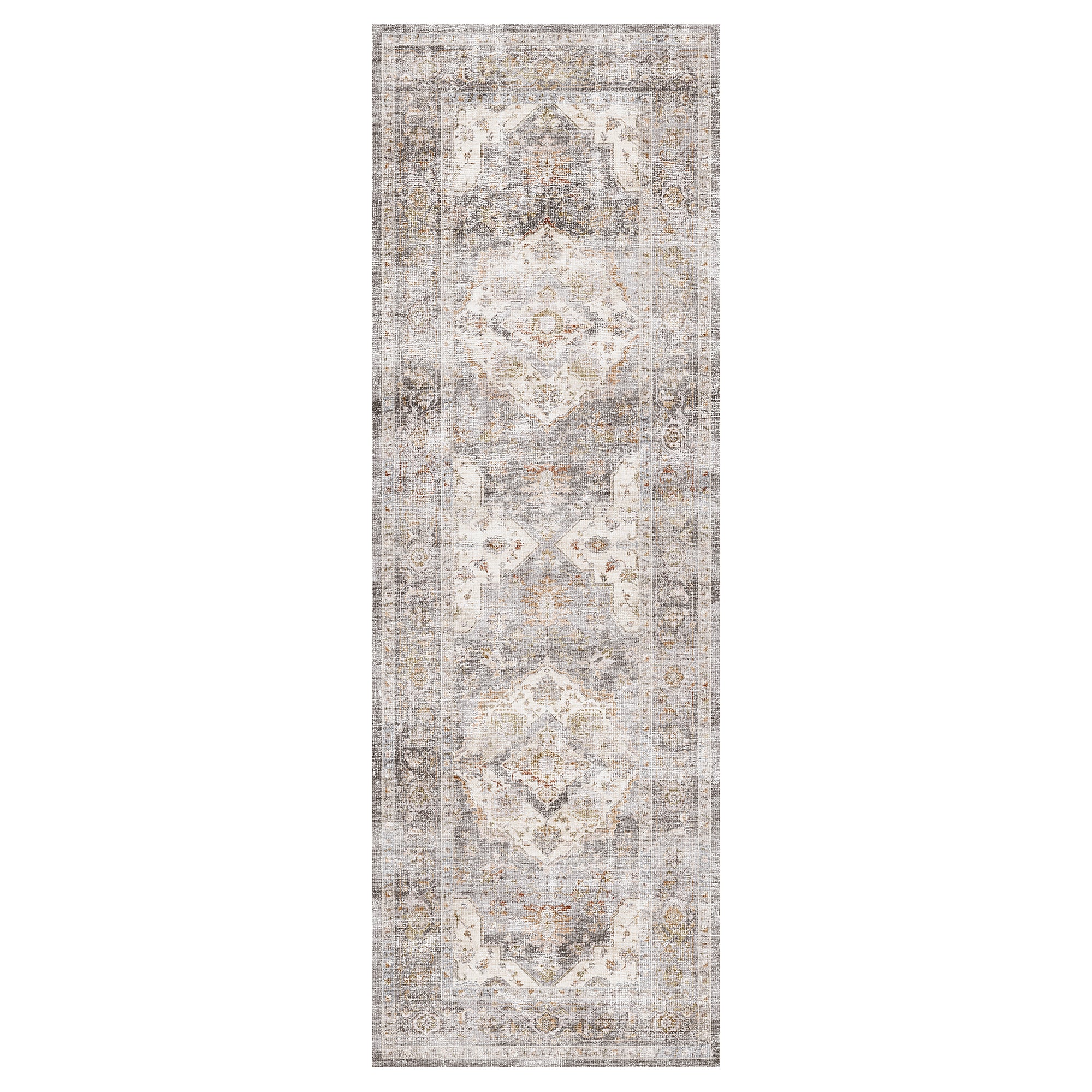 MontVoo Oriental Machine Washable Area Rug Gray