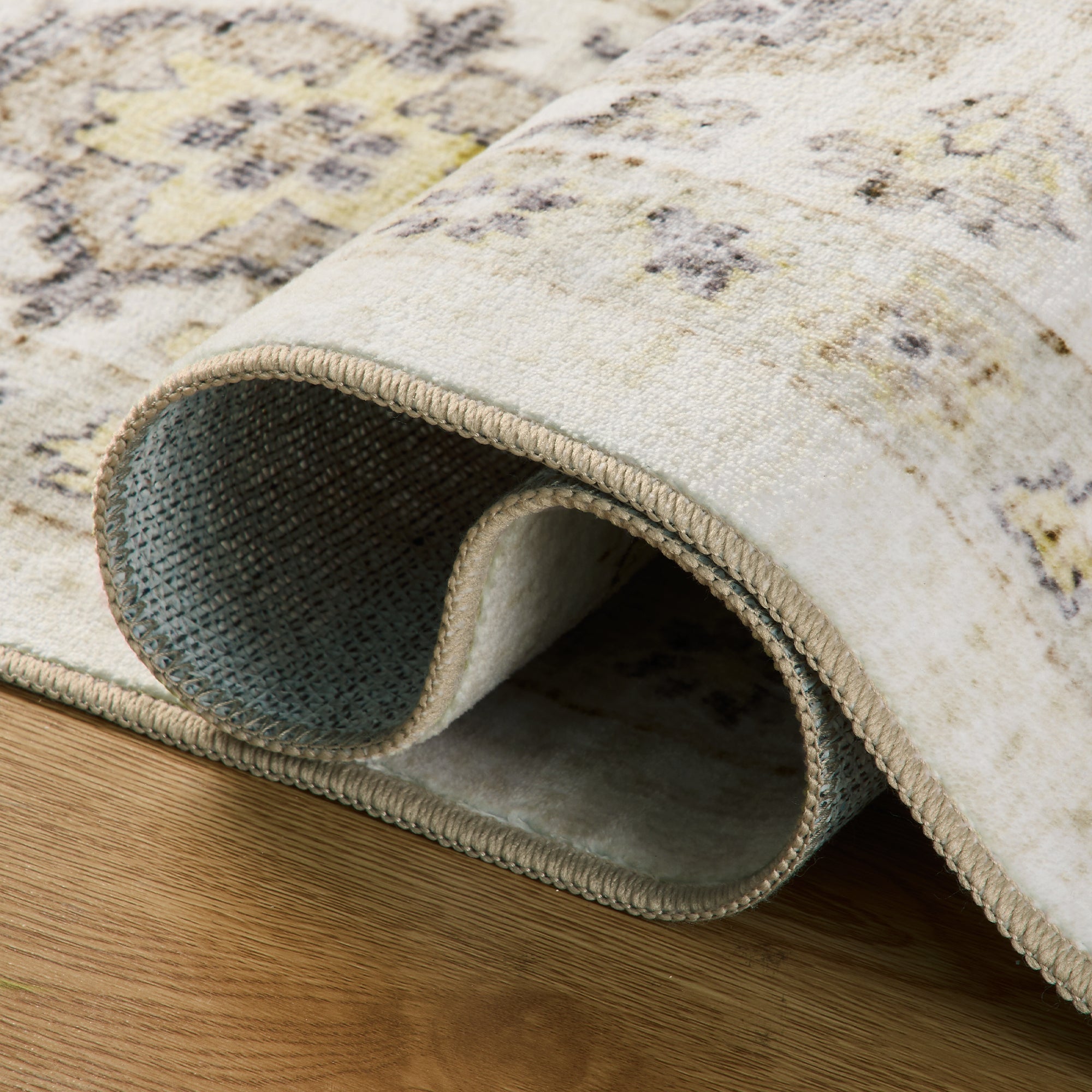 MontVoo Vintage Medallion Non-Slip Washable Rug Beige