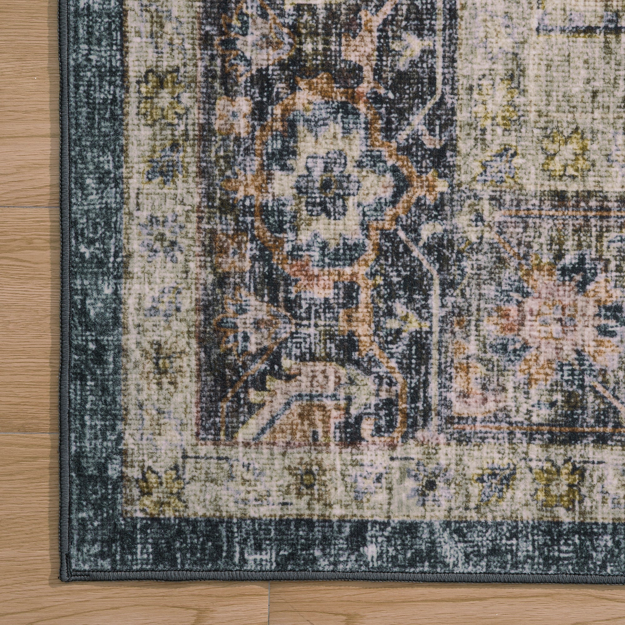 MontVoo Vintage Medallion Non-Slip Washable Rug Brown