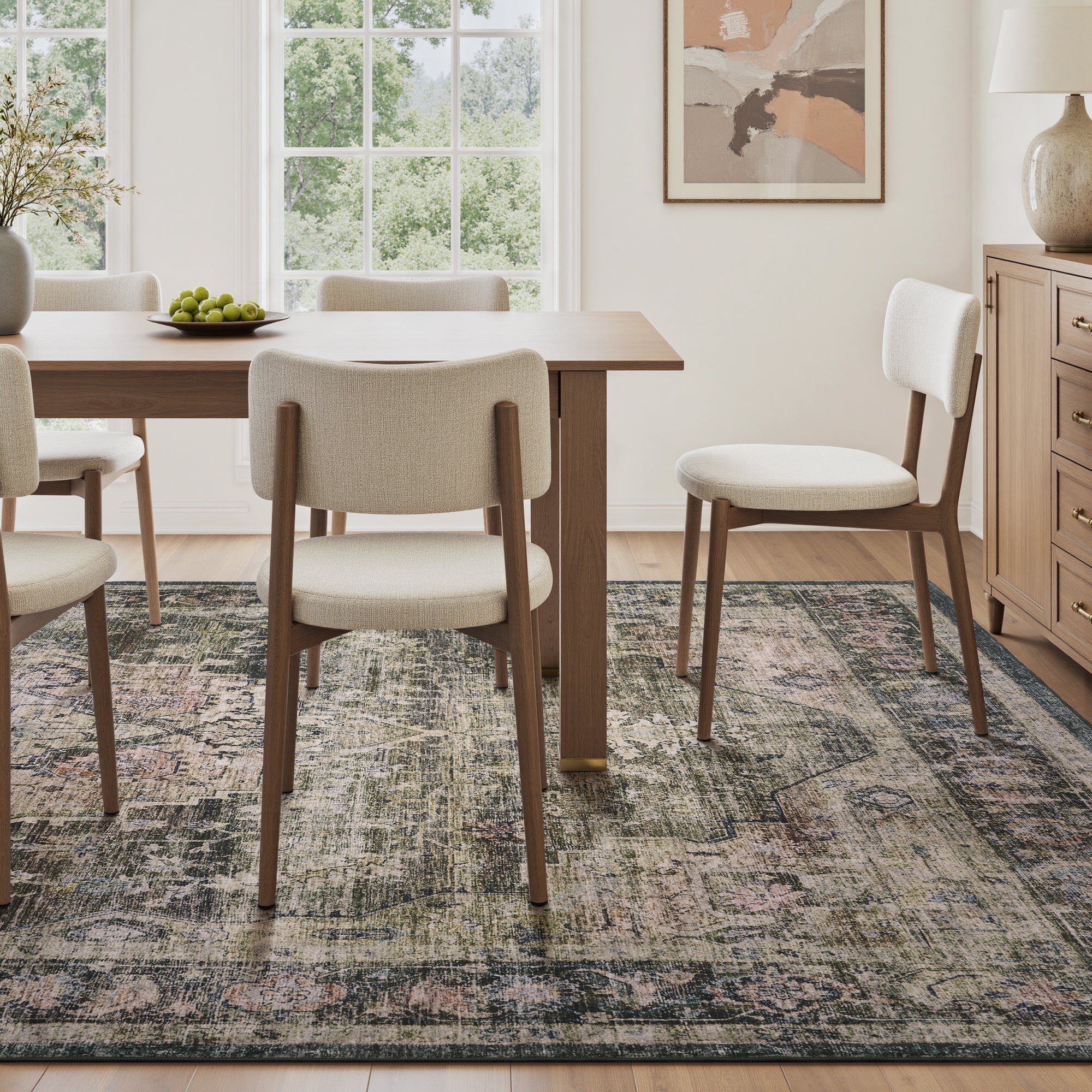 MontVoo Vintage Medallion Non-Slip Washable Rug Brown
