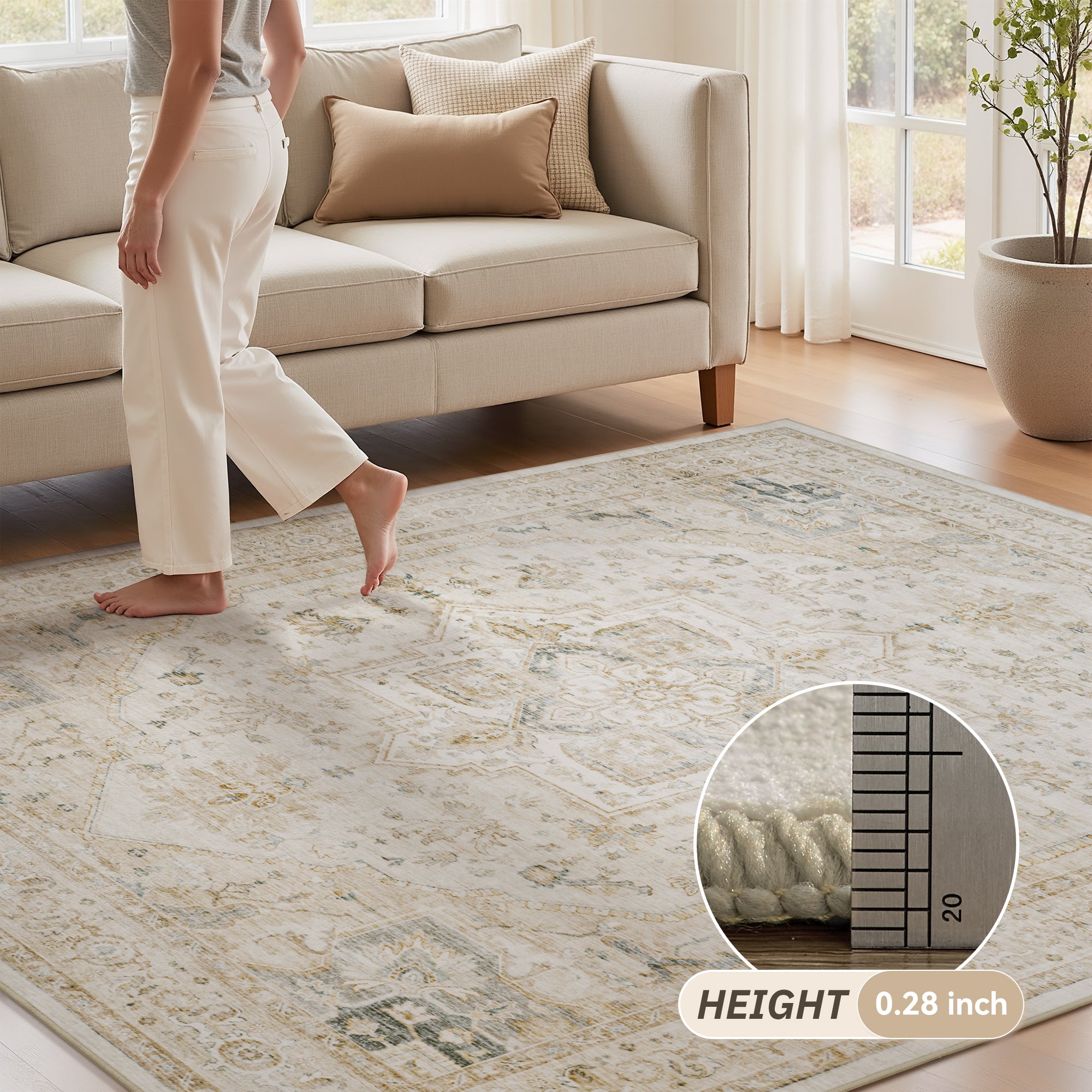 Alfombra lavable MontVoo Soft Medallion Beige