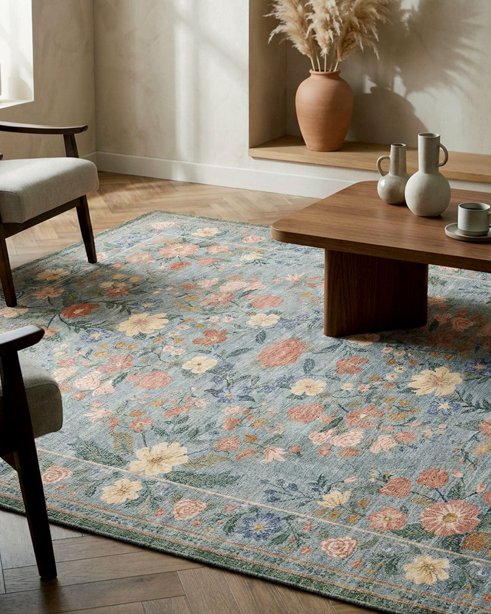 Chloris Washable Area Rug - Green