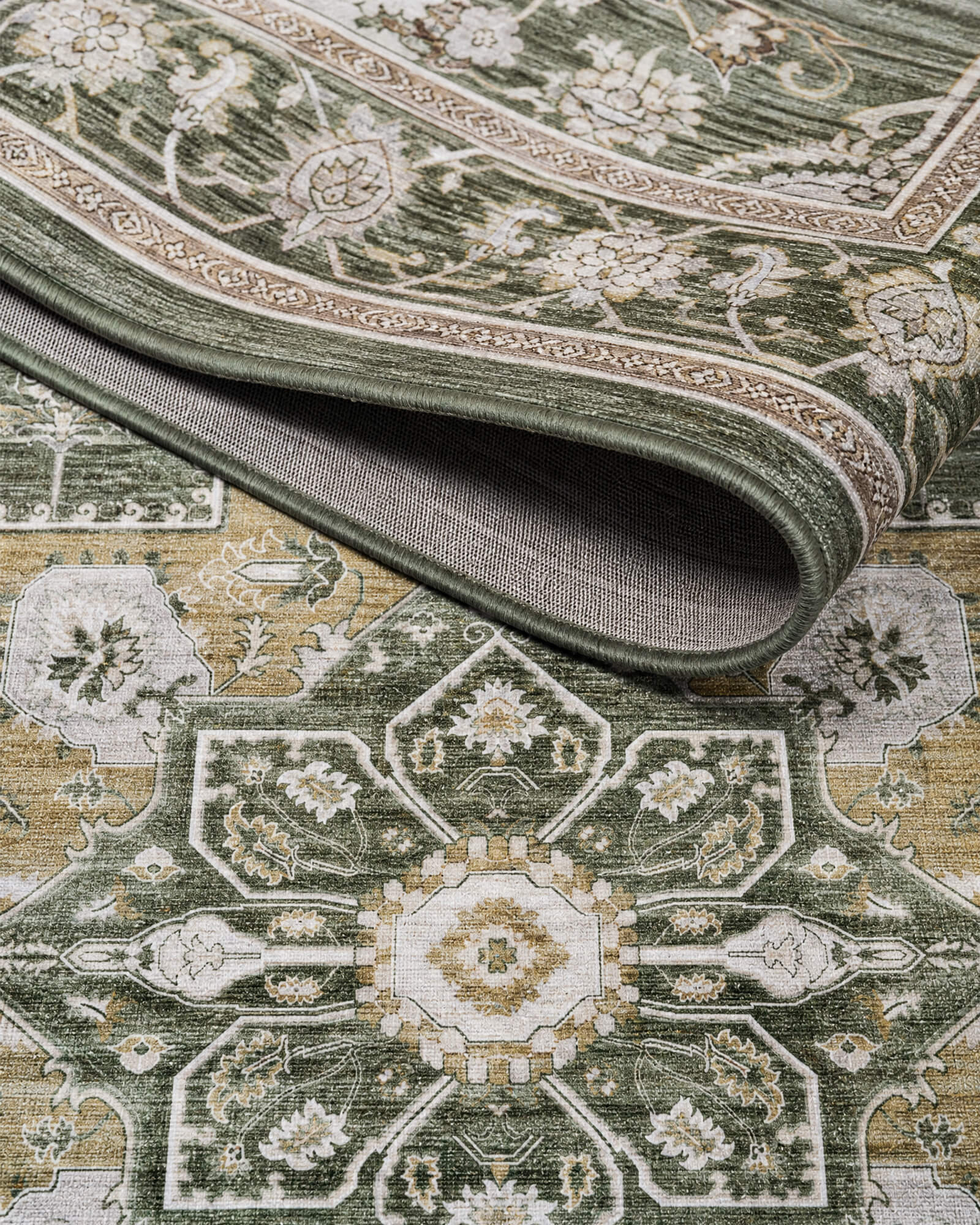 Florelle Washable Area Rug -  Green