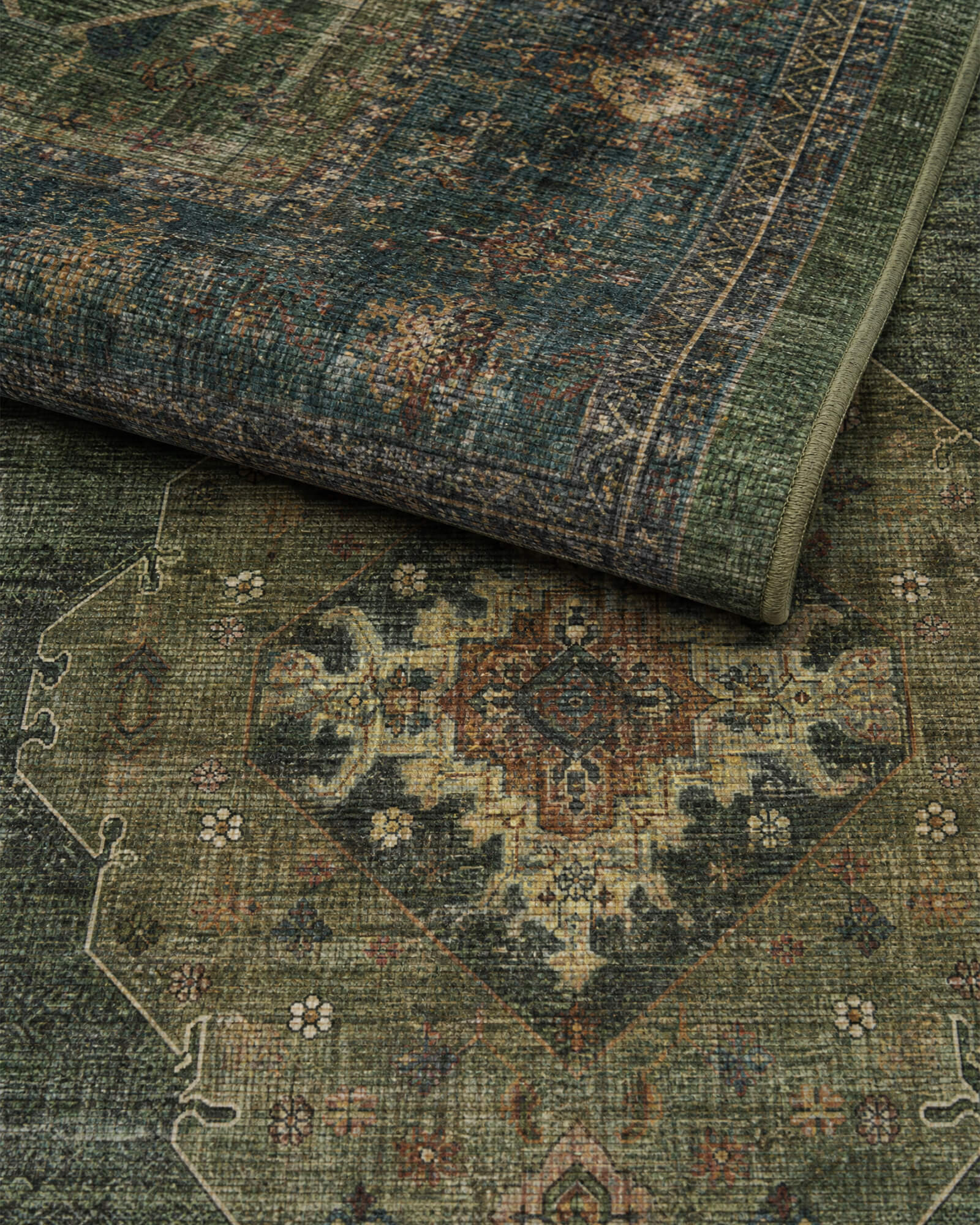 Lunelle Washable Area Rug -  Dark Green