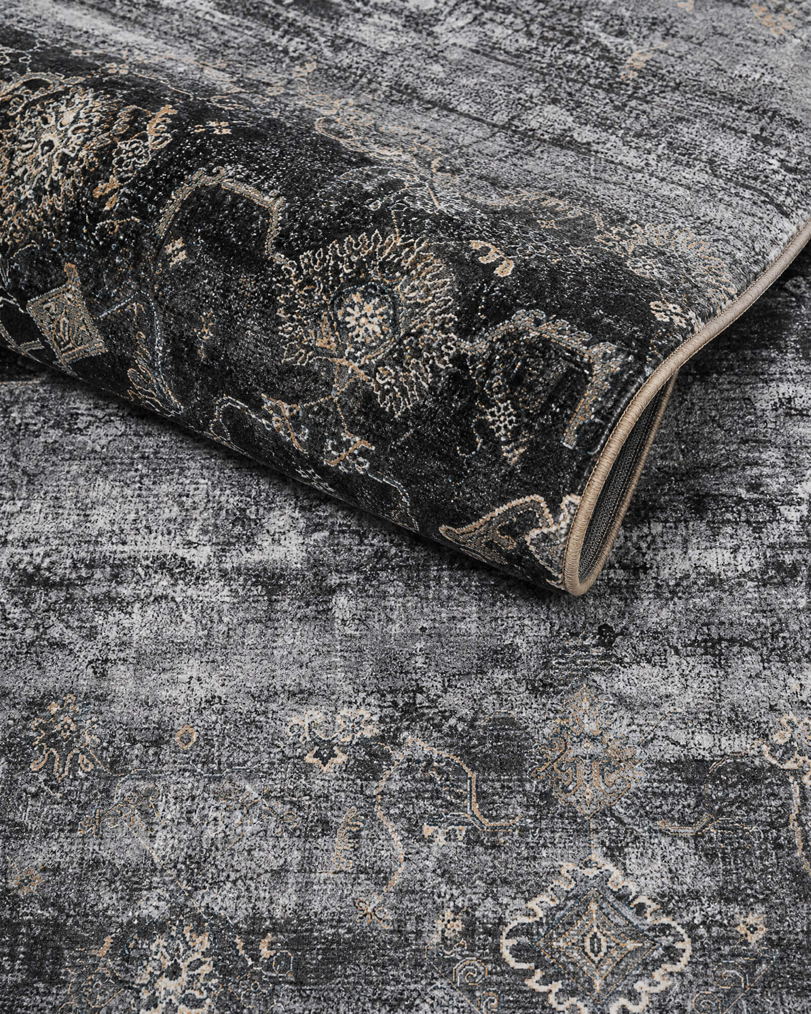 Mirage Washable Area Rug -  Dark Gray