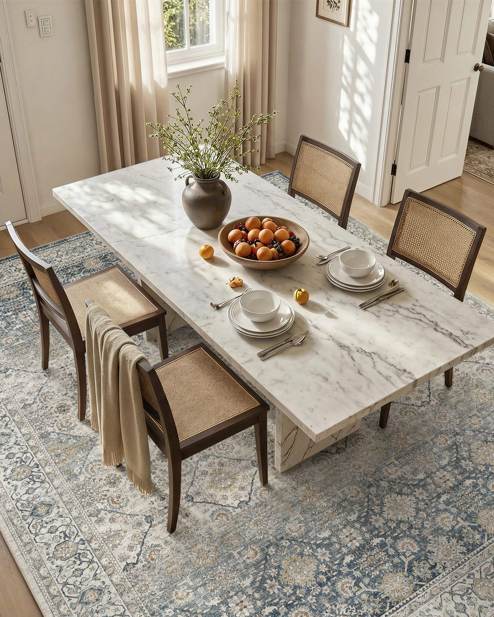 Alfombra grande Selene - Beige/Blanco 