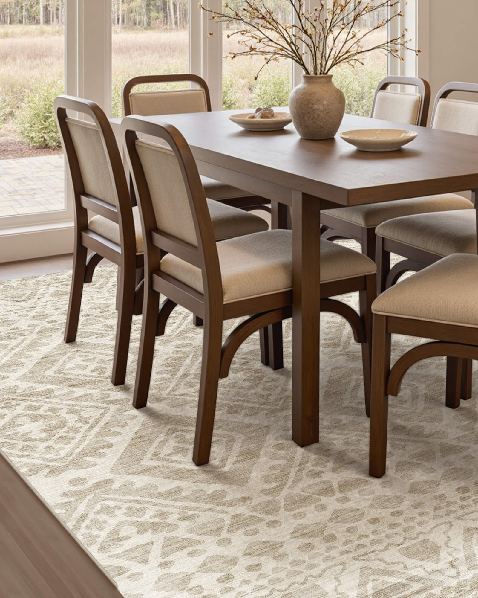Maze Washable Area Rug - Beige
