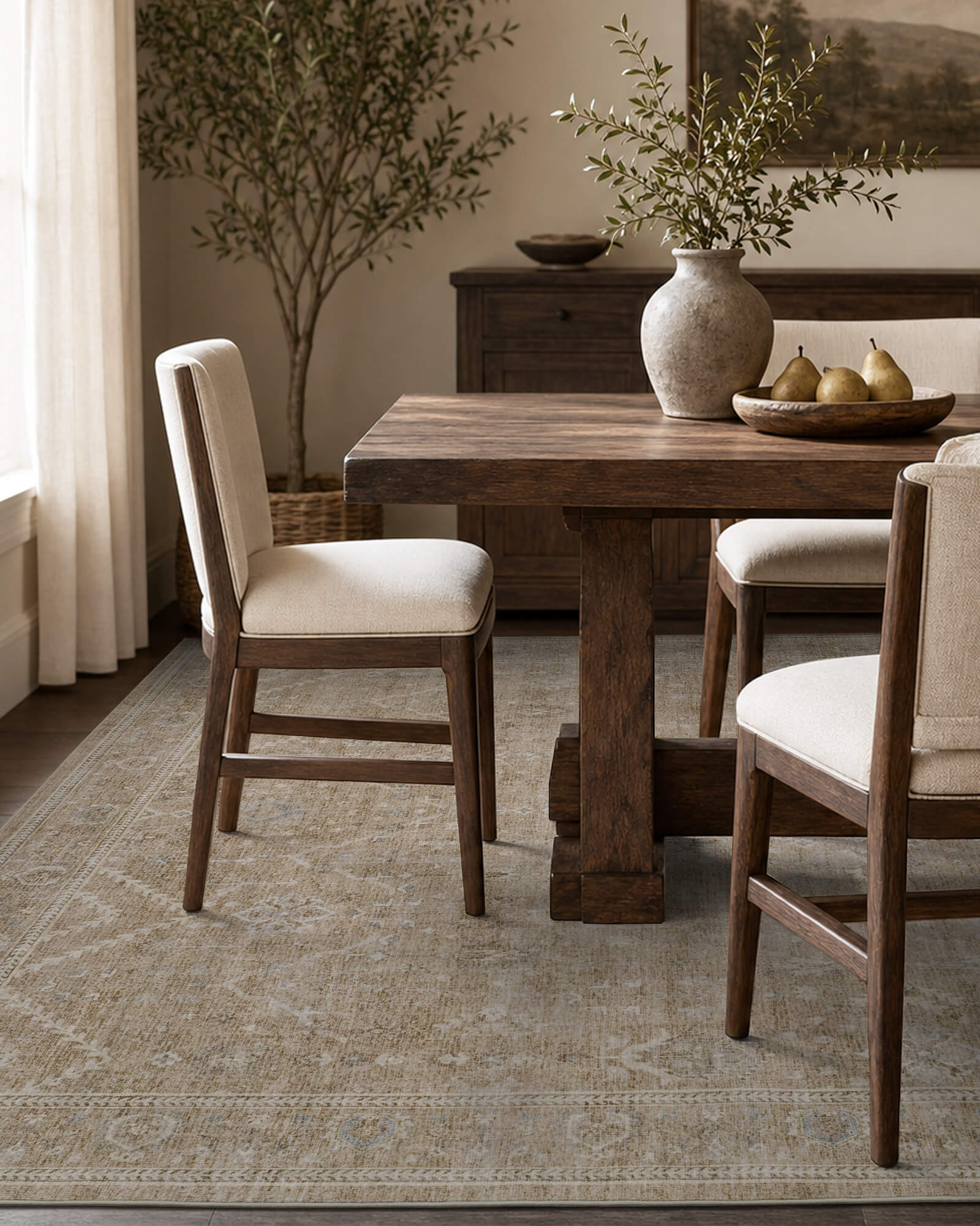 Alfombra grande Selene - Beige/Blanco 