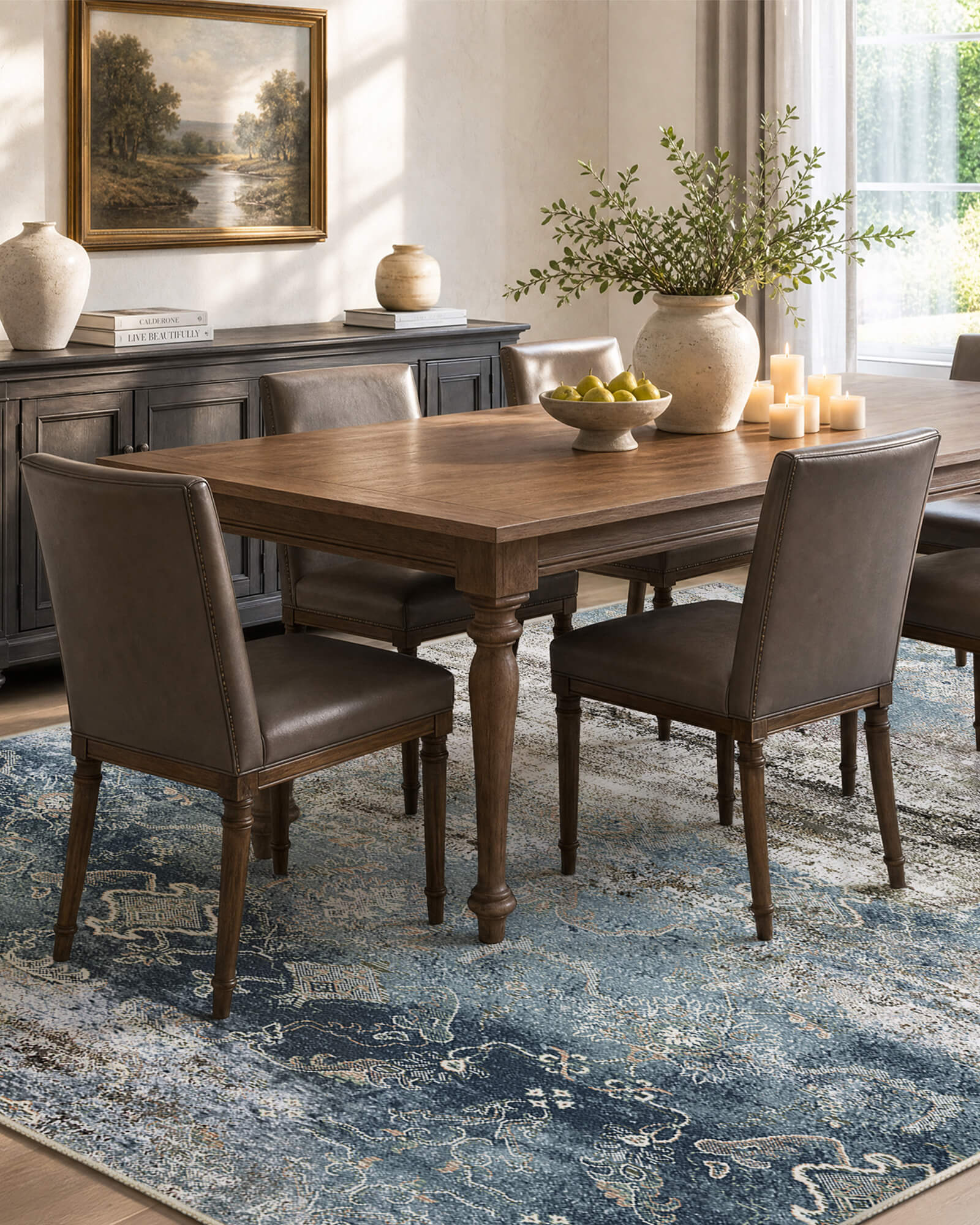 Mirage Washable Area Rug -  Blue