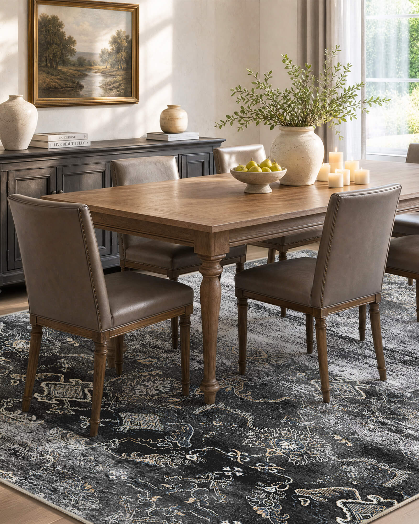 Mirage Washable Area Rug -  Dark Gray