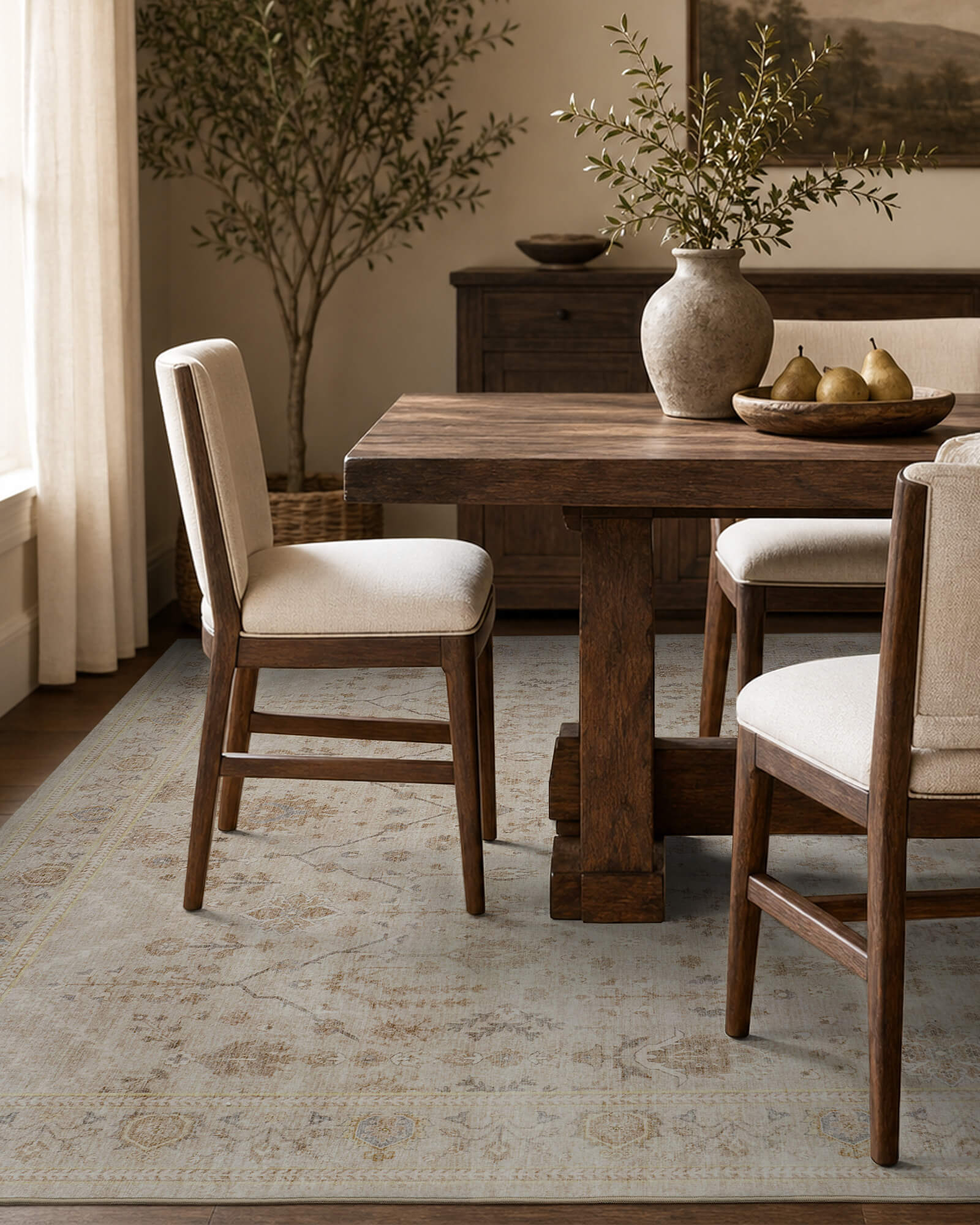 Alfombra grande Selene - Beige/Blanco 