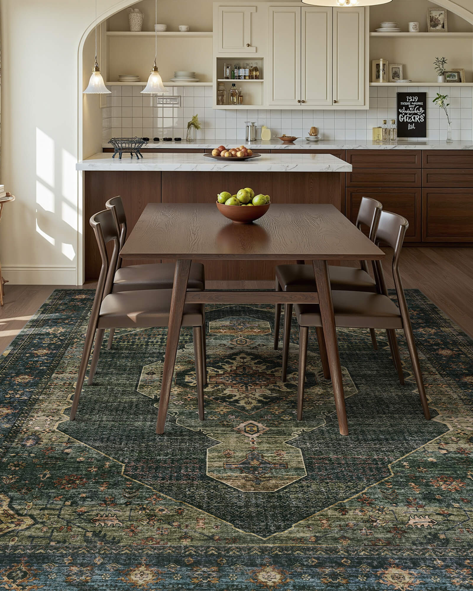 Lunelle Washable Area Rug -  Dark Green