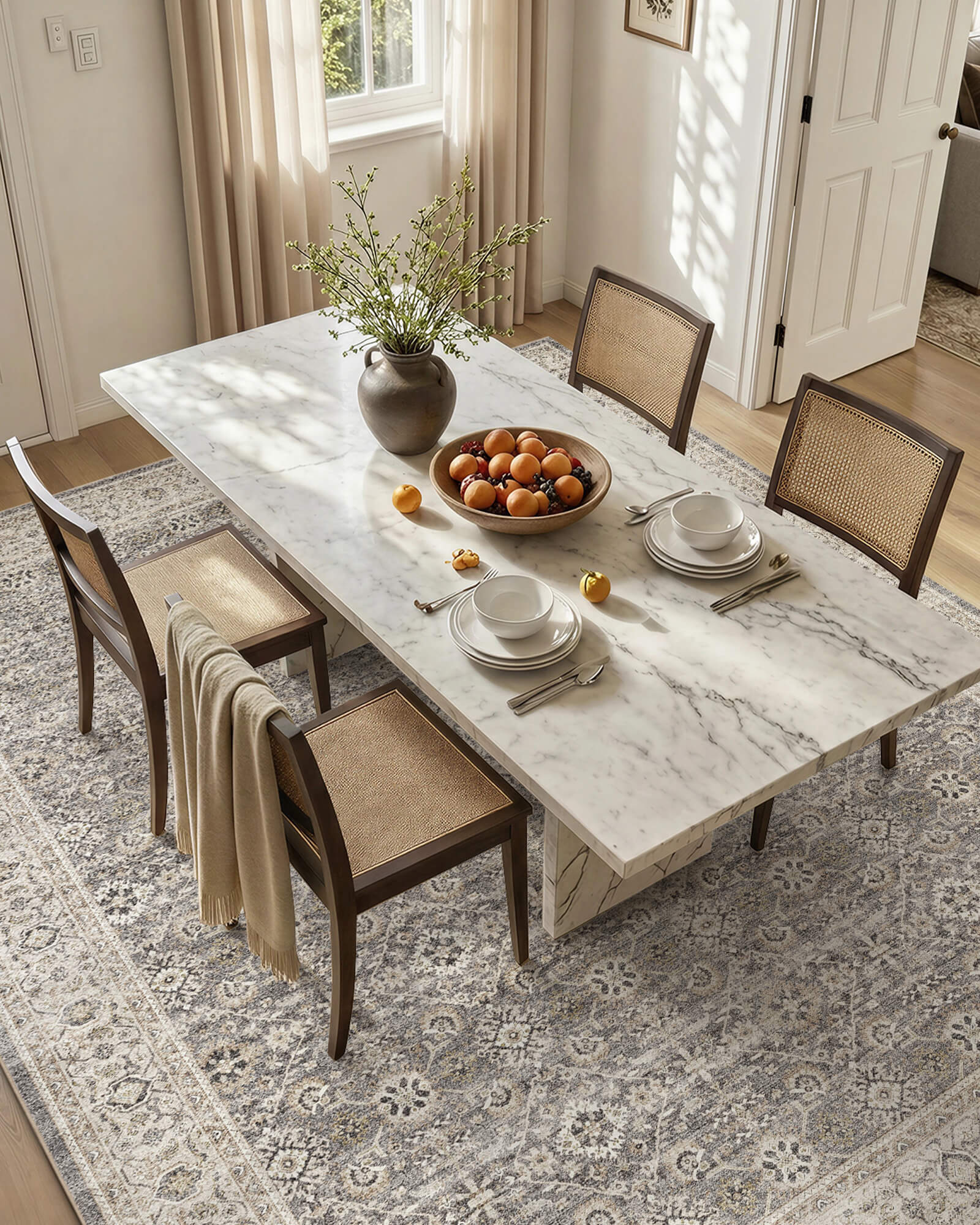 Alfombra grande Selene - Beige/Blanco 