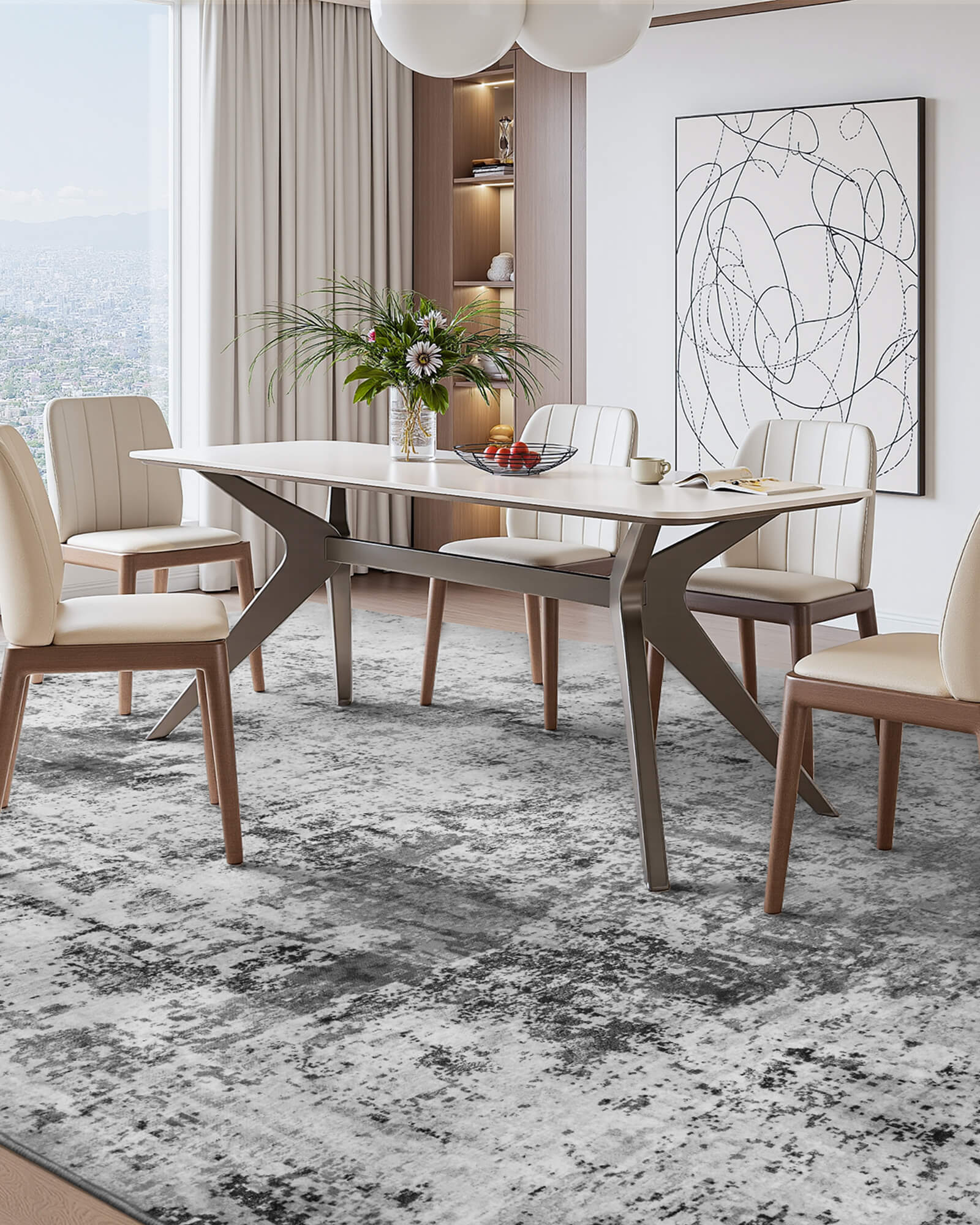 Alfombra grande Selene - Beige/Blanco 