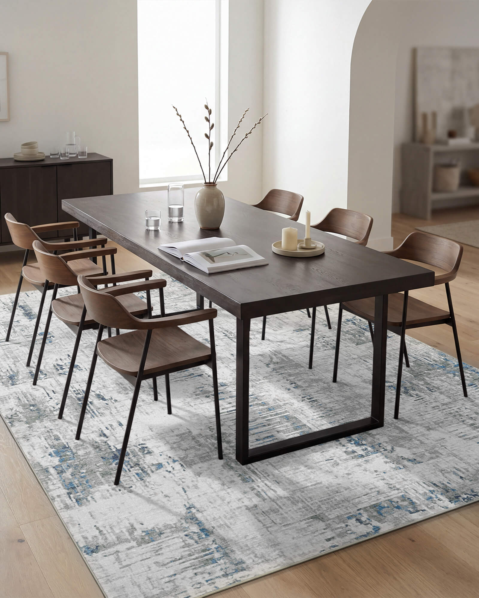 Doodle Washable Area Rug -  Blue