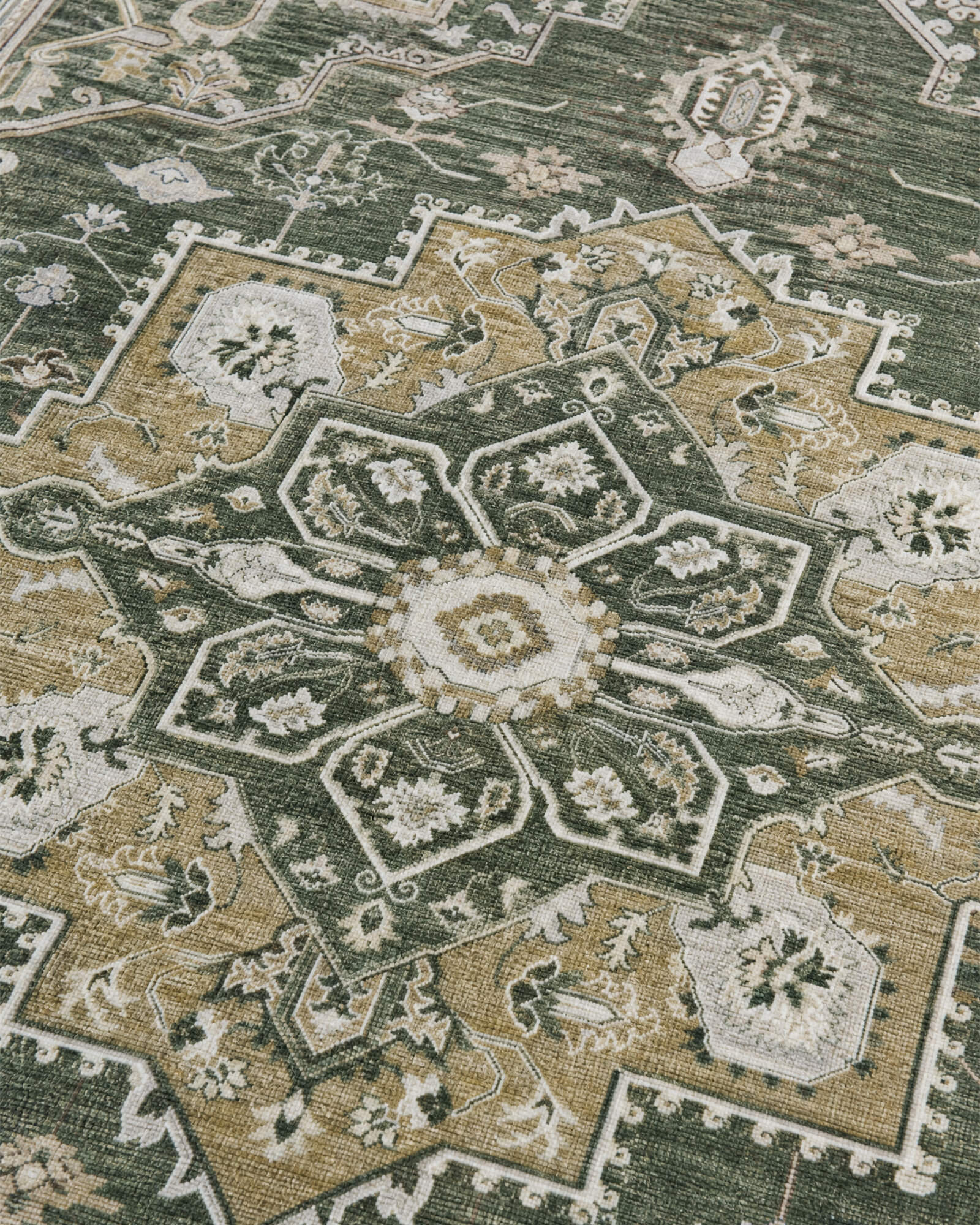 Florelle Washable Area Rug -  Green