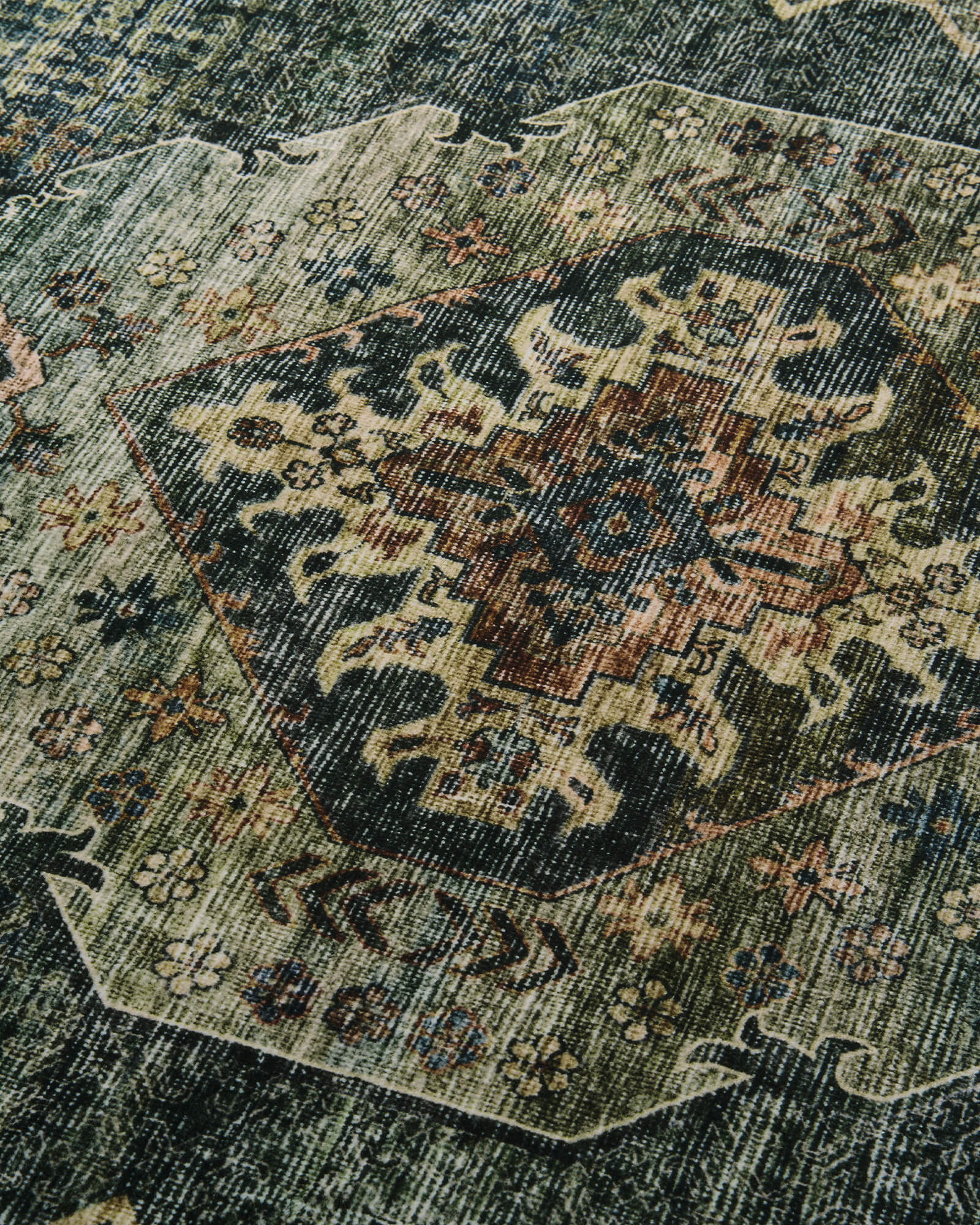 Lunelle Washable Area Rug -  Dark Green