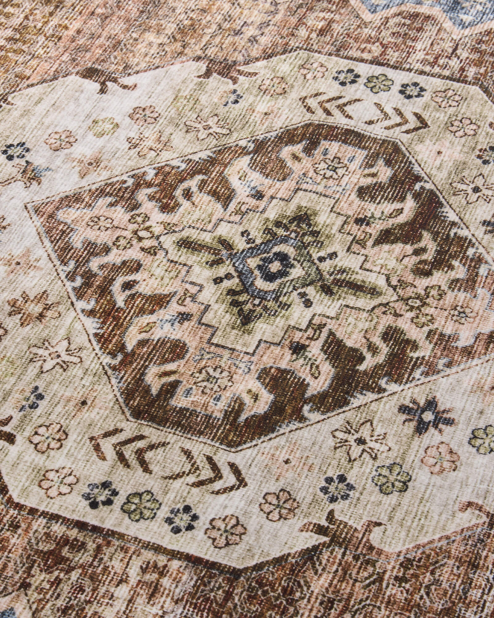 Lunelle Washable Area Rug -  Blue/Orange