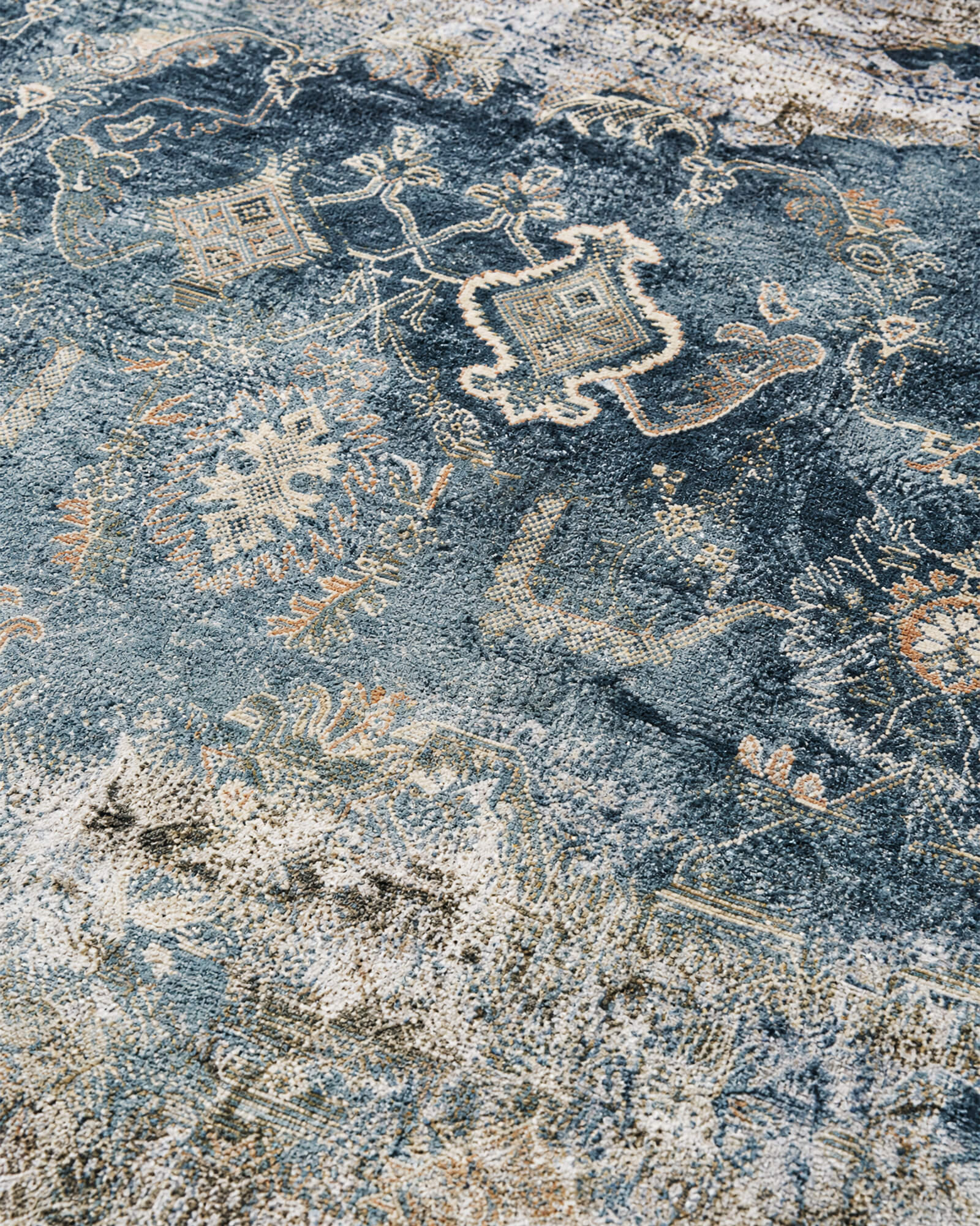 Mirage Washable Area Rug -  Blue