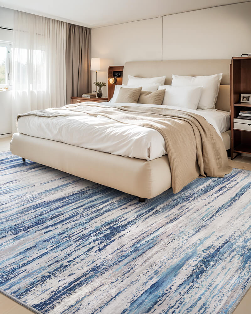 Washable modern area rug ideal for pet-proof interiors that need frequent cleaning