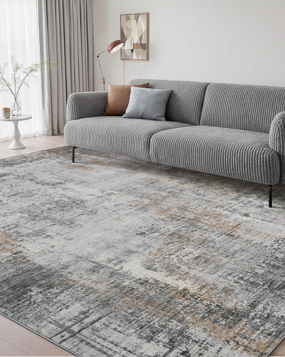 Abstract line pattern modern rug adding style to contemporary homes
