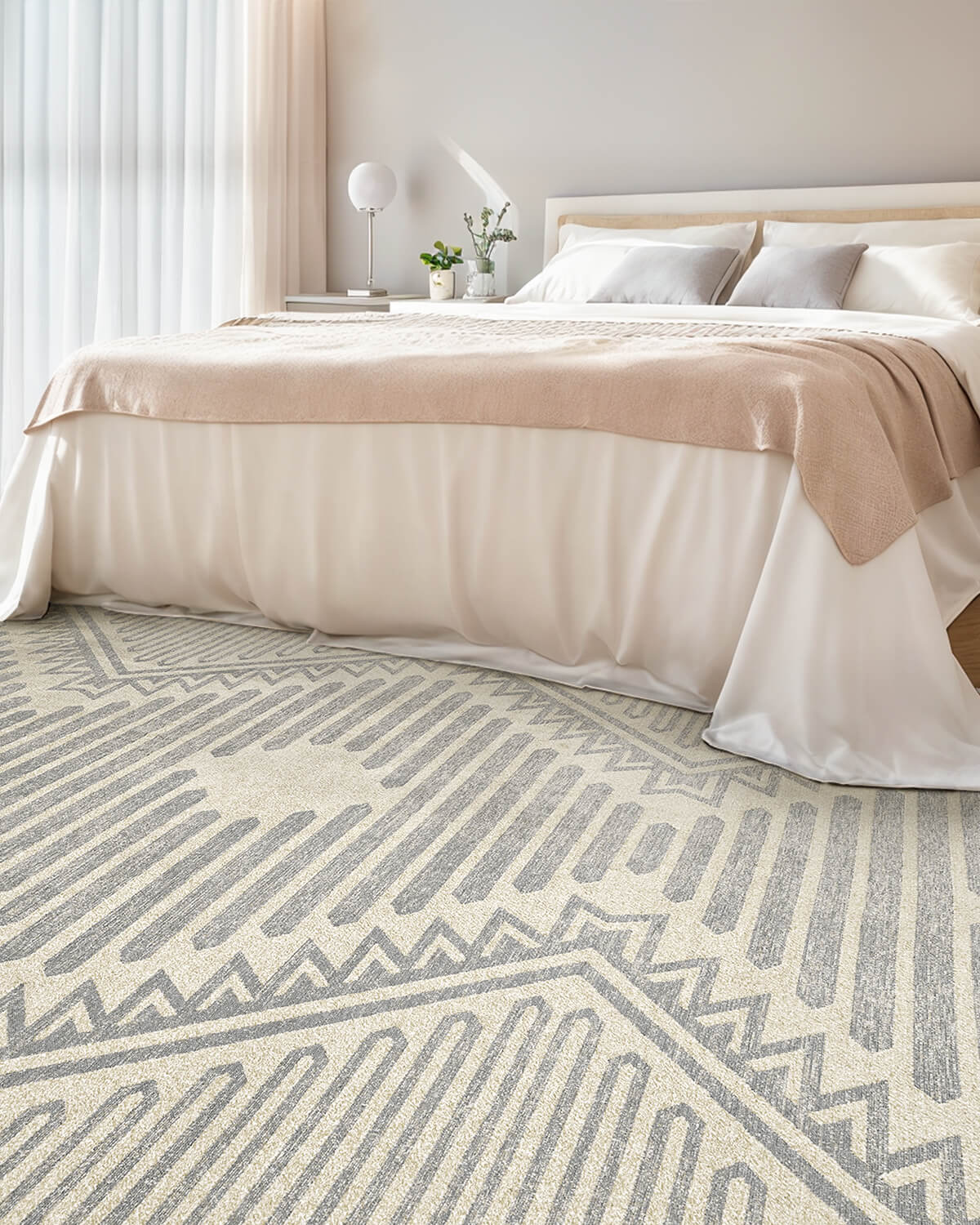 Modern abstract rug combining soft comfort and durability for busy homes