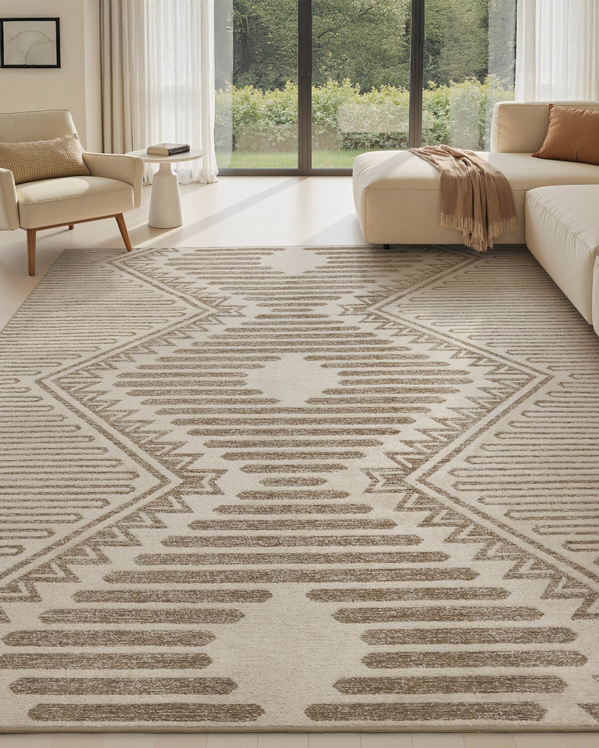 Abstract line rug with soft touch for modern living environments