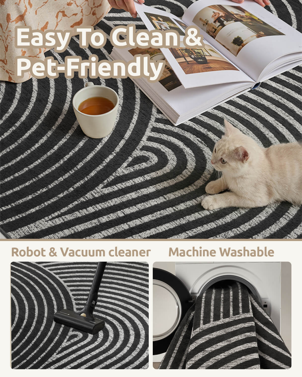 Contemporary abstract rug offering soft comfort for home interiors